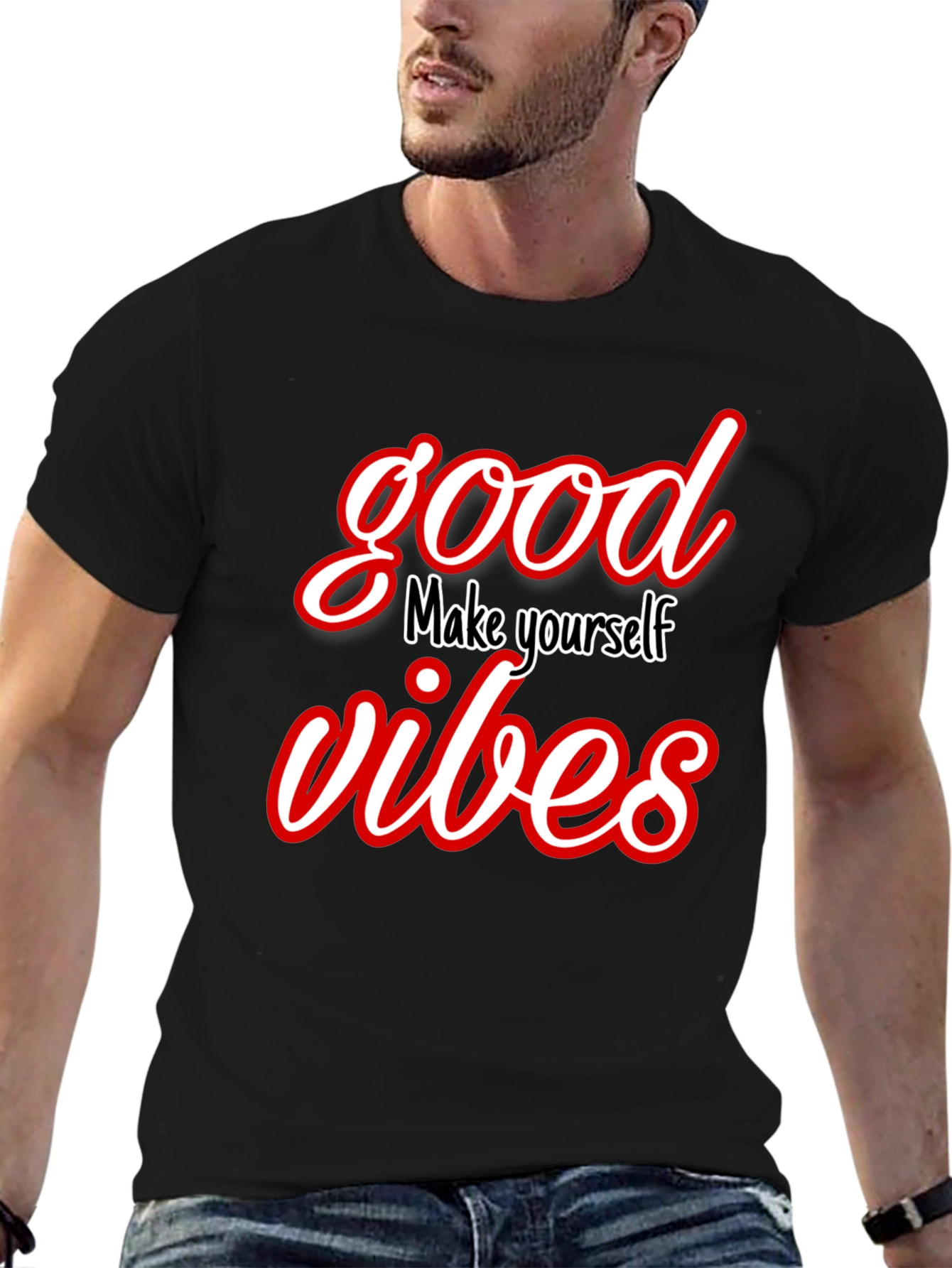 Good Vibes Graphic Tee - Trendy Black T-Shirt