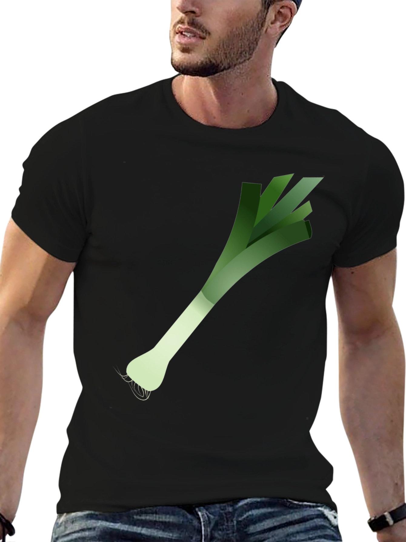 Leek Graphic Print Black T-Shirt