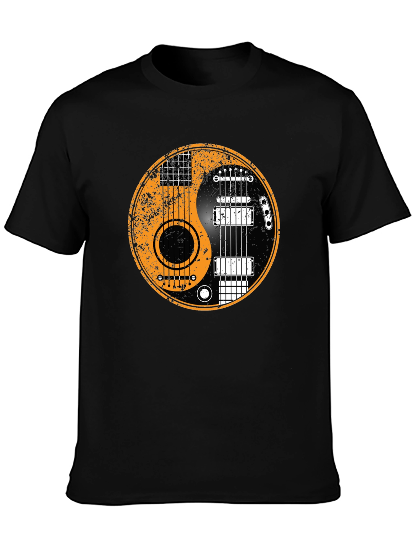Yin Yang Guitar Graphic Tee - Black Cotton Blend