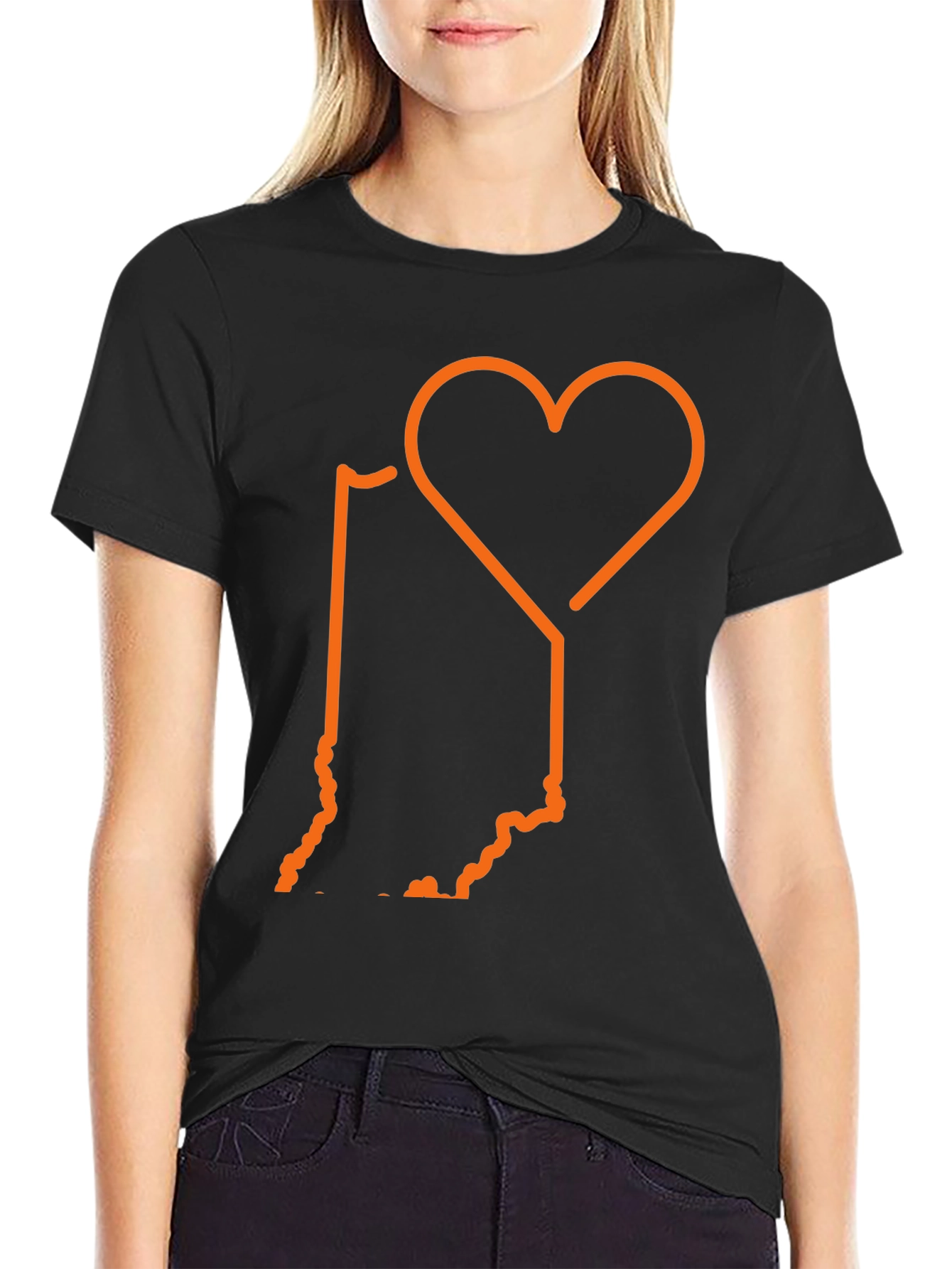 Indiana State Love Graphic T-Shirt - Black
