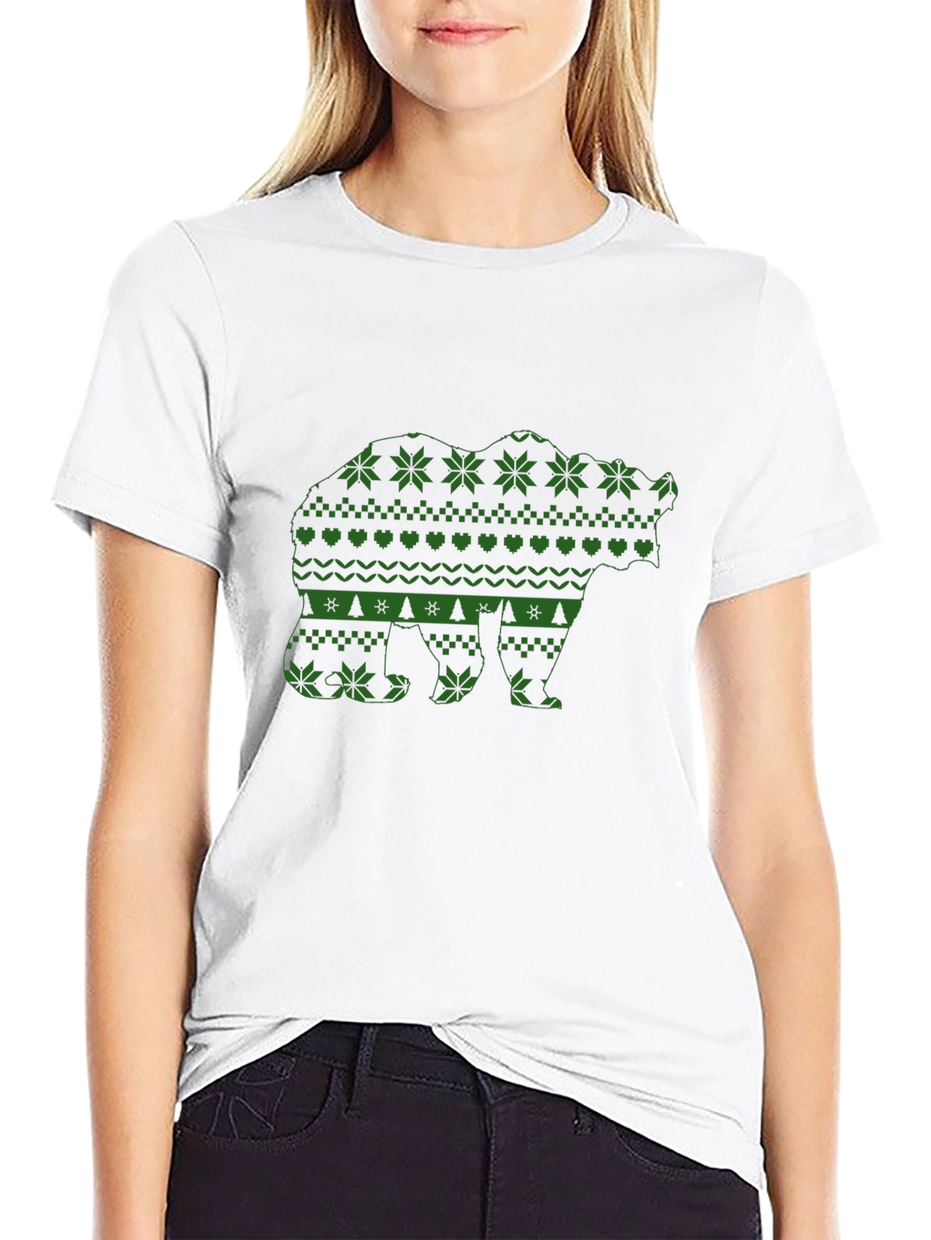 Bear Pattern Black T-Shirt