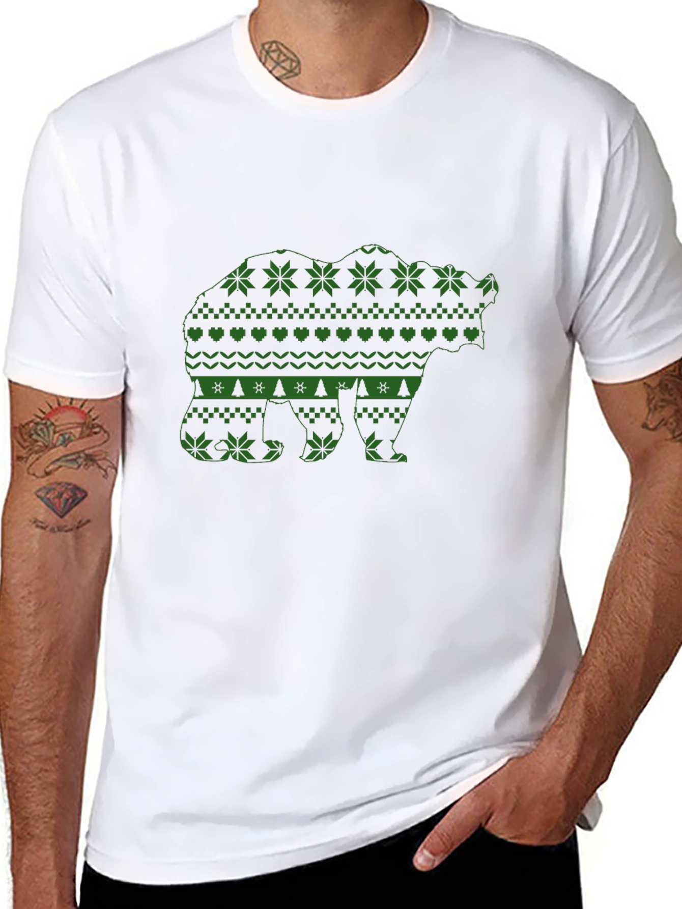 Bear Pattern Black T-Shirt