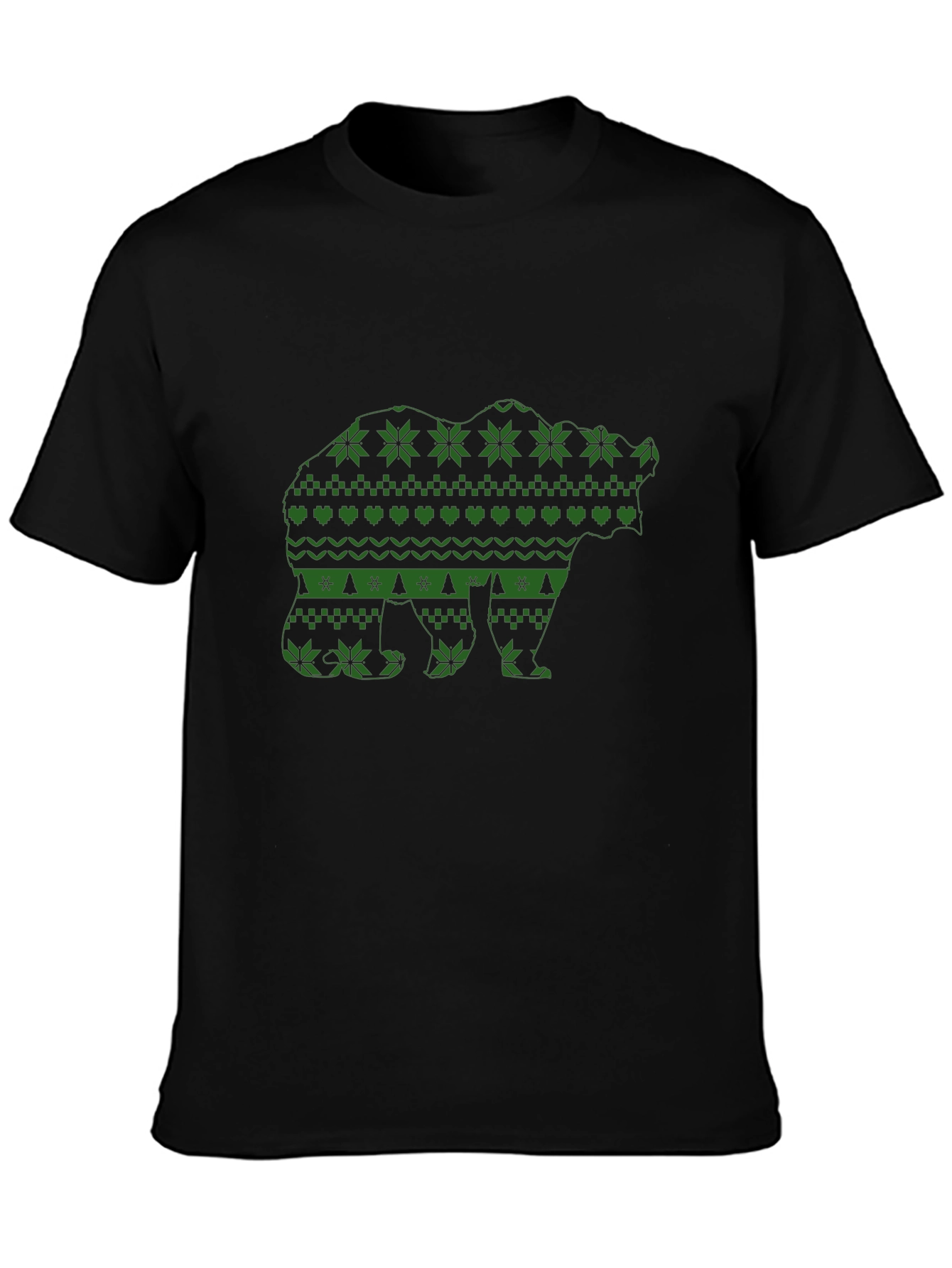 Bear Pattern Black T-Shirt