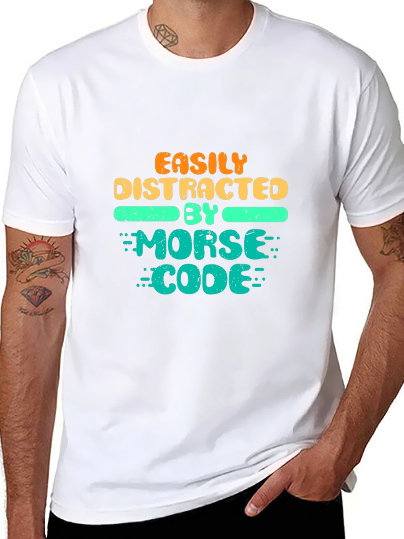 Easily Distracted By Morse Code Black T-Shirt