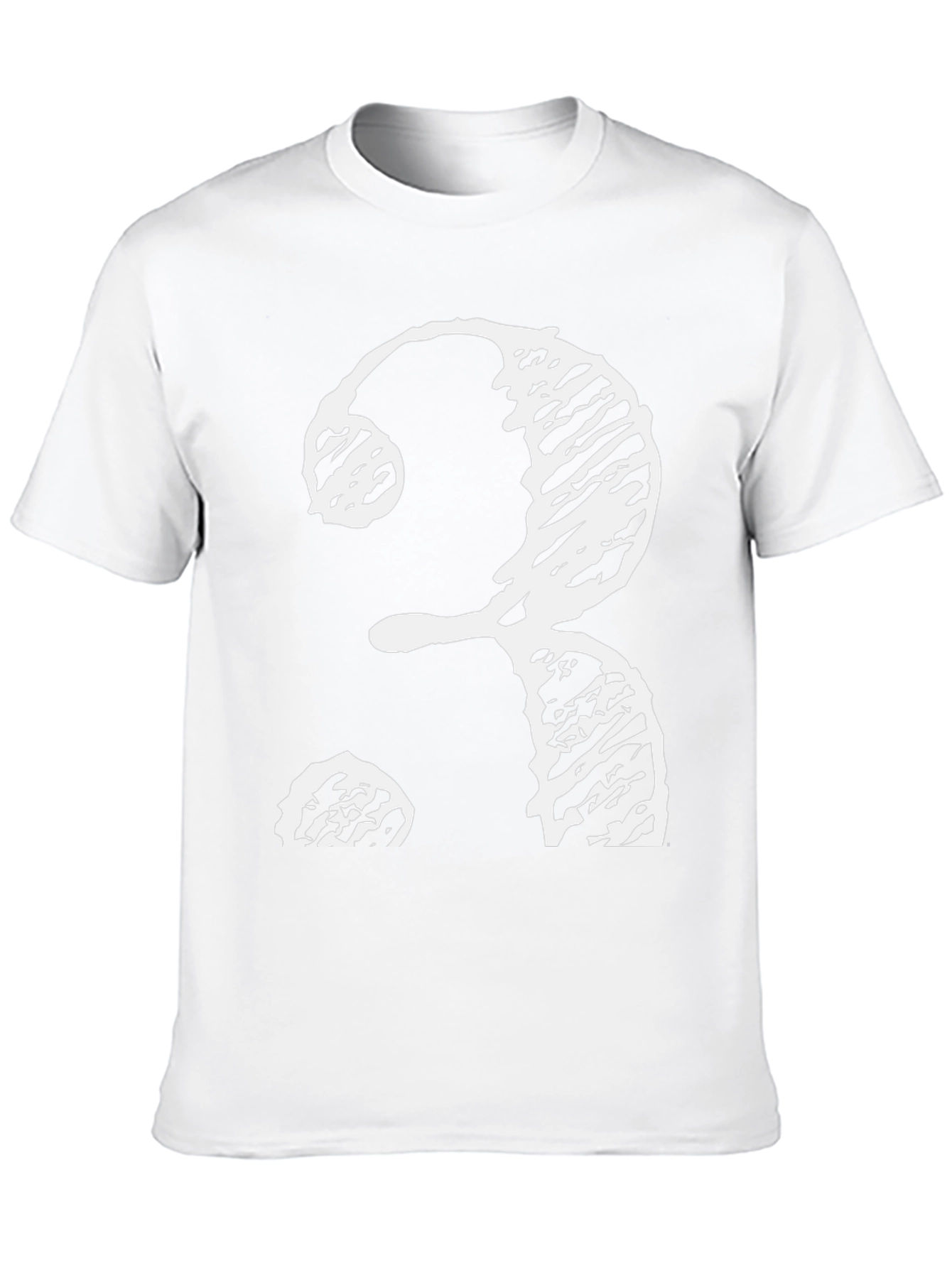 Black T-Shirt with Distressed White Question Mark
