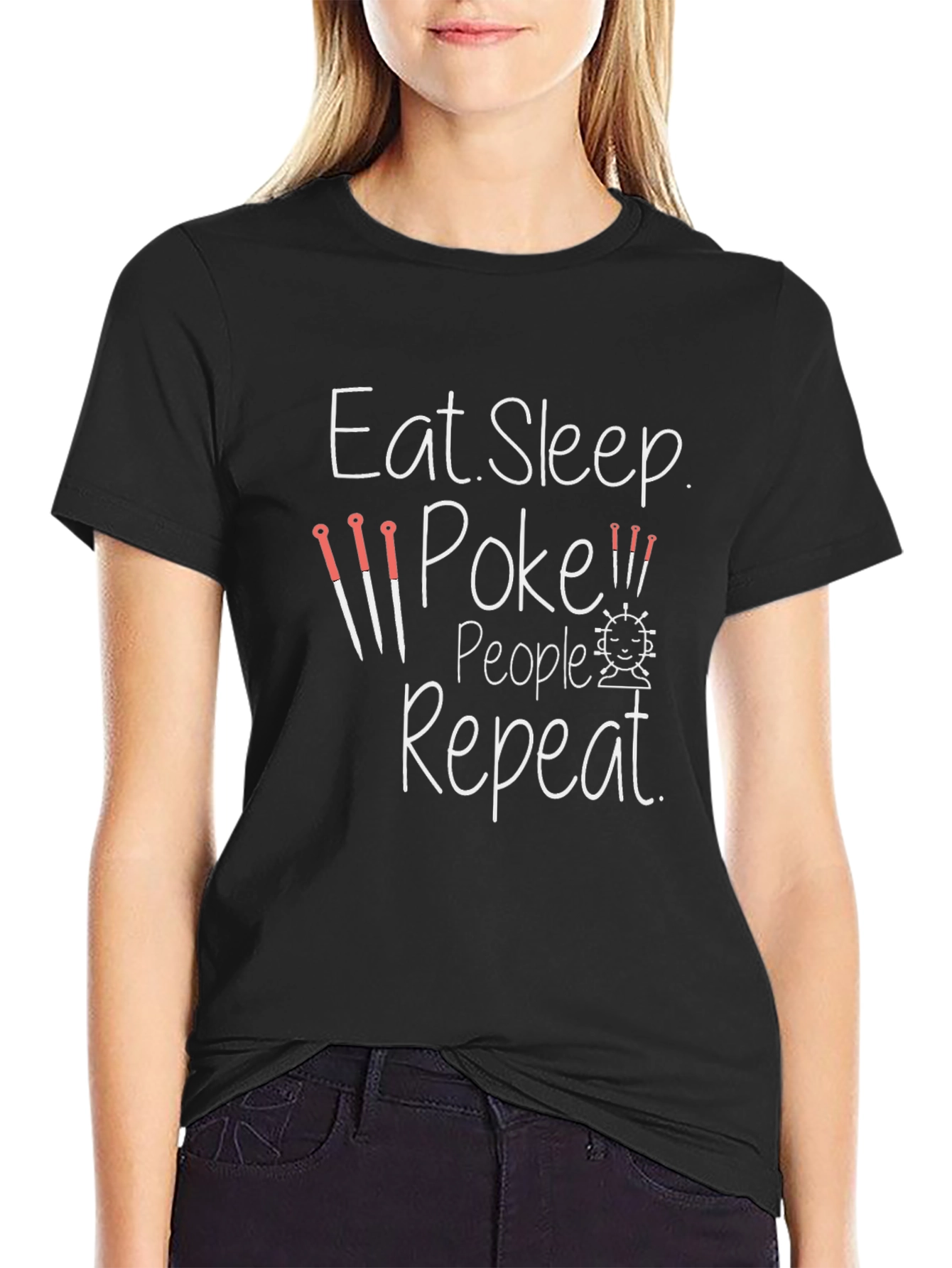 Eat Sleep Poke People Repeat Black T-Shirt