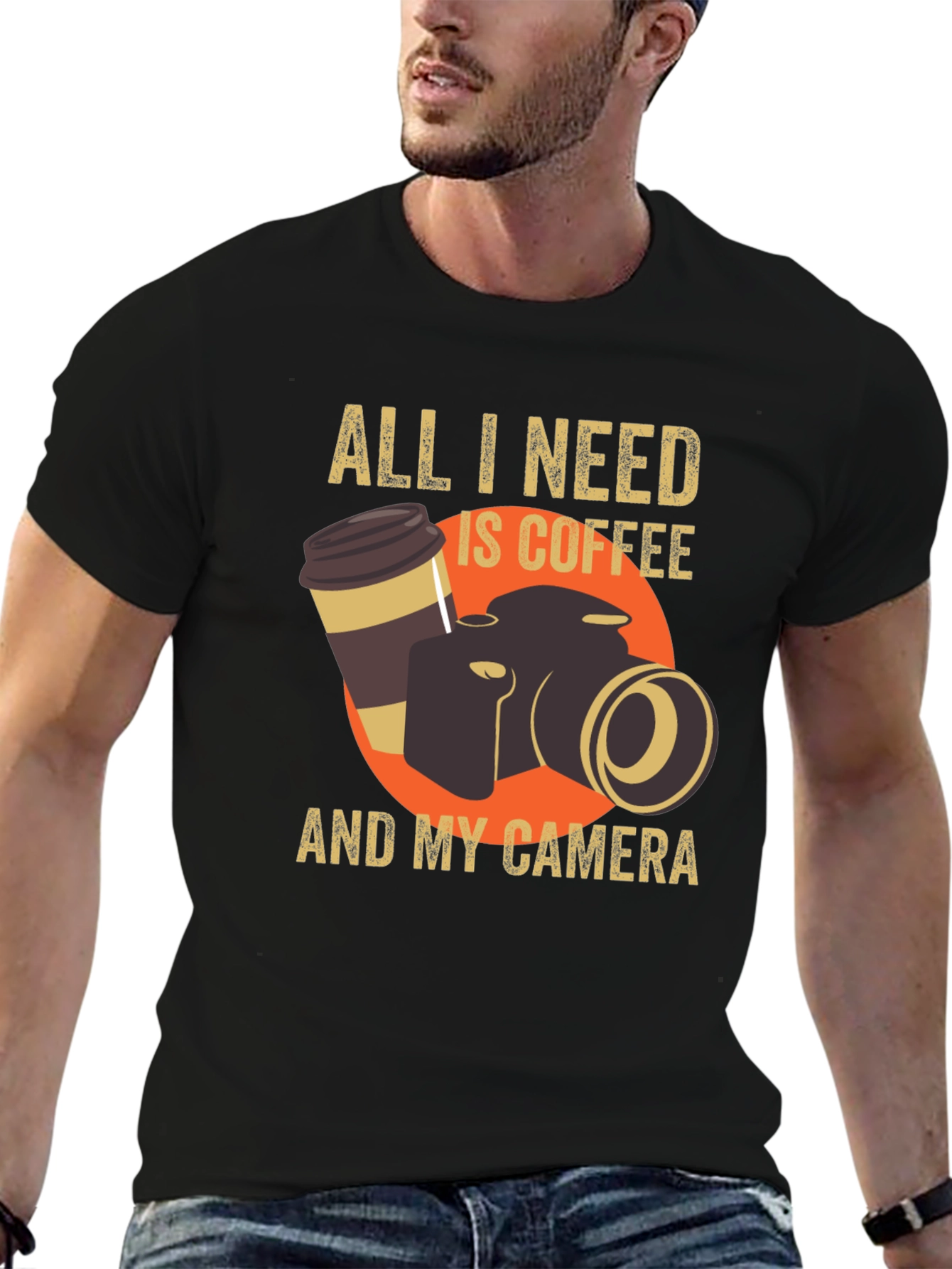 Coffee and Camera Graphic T-Shirt - Photography Lover Tee