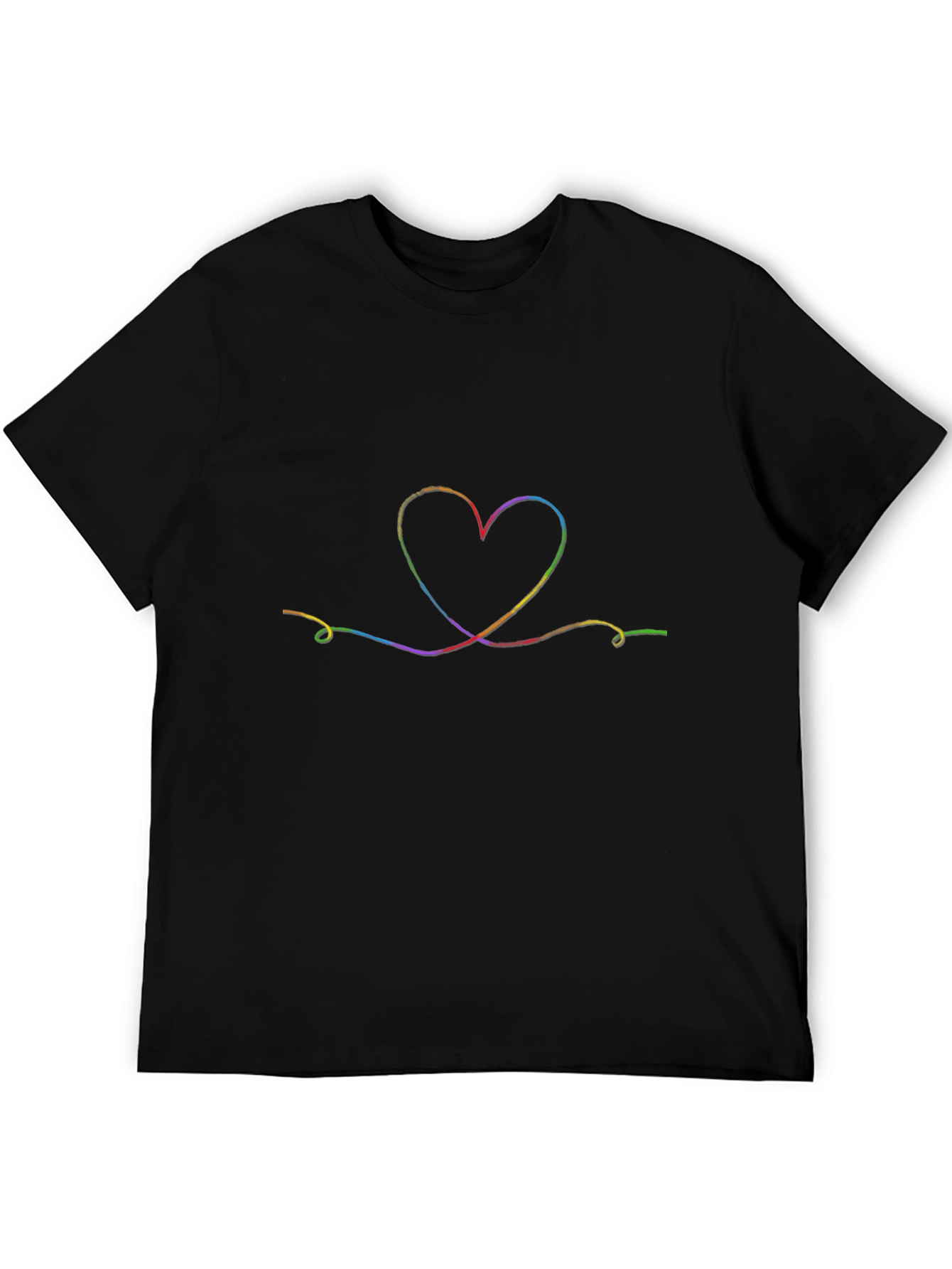 Rainbow Heart Graphic Tee - Soft Cotton Black Shirt