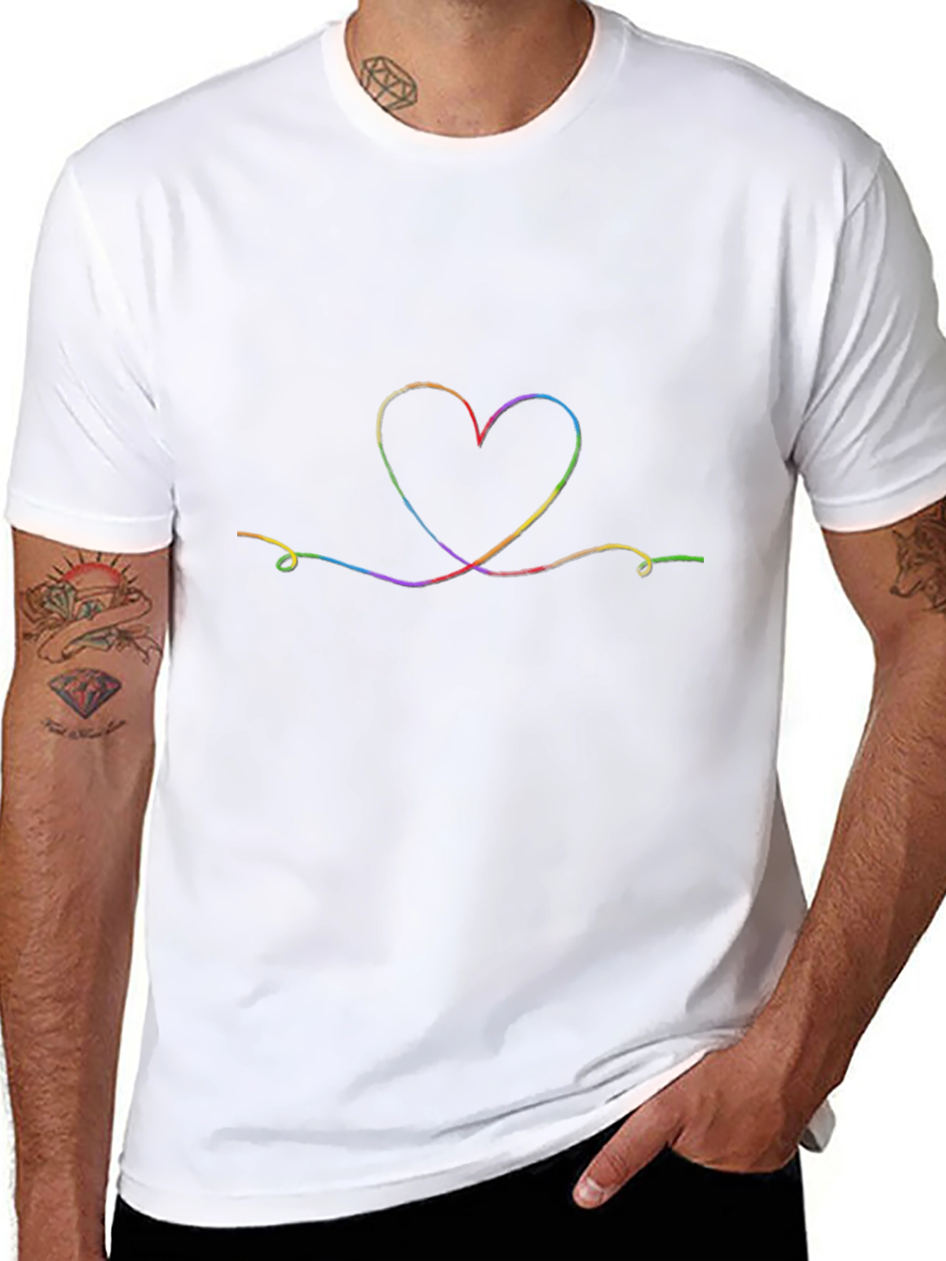 Rainbow Heart Graphic Tee - Soft Cotton Black Shirt