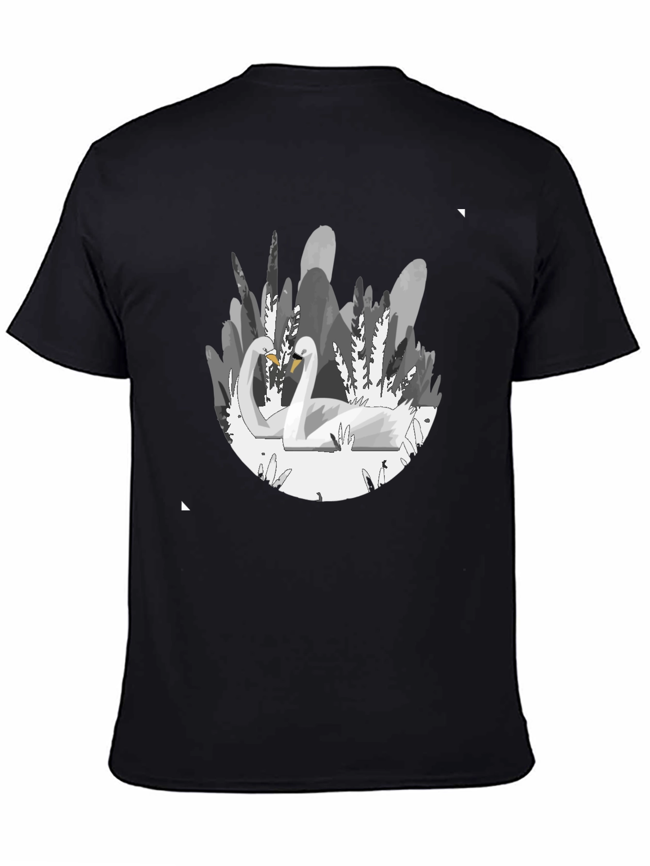 Elegant Swan Graphic T-Shirt - Soft Black Cotton Tee