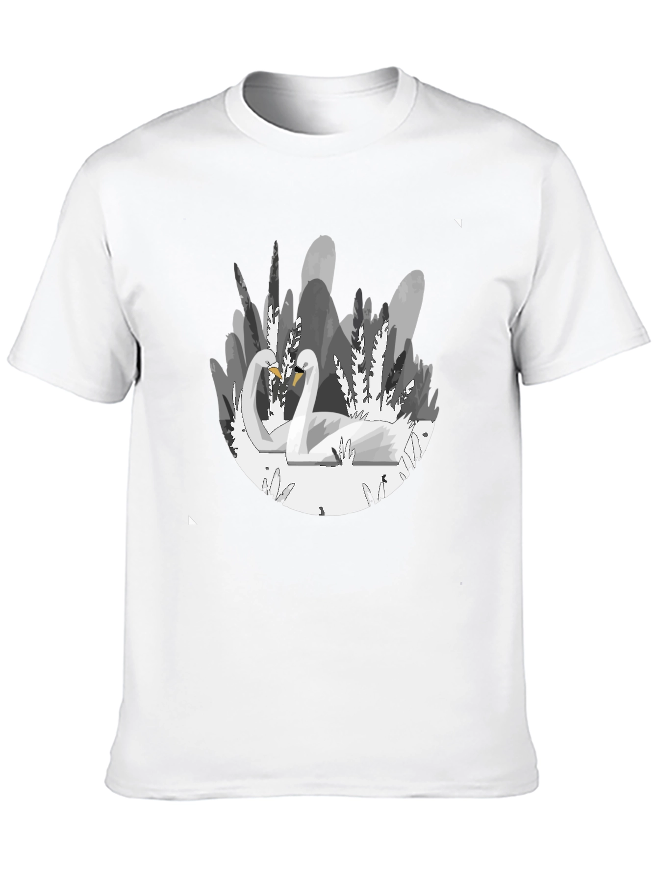 Elegant Swan Graphic T-Shirt - Soft Black Cotton Tee