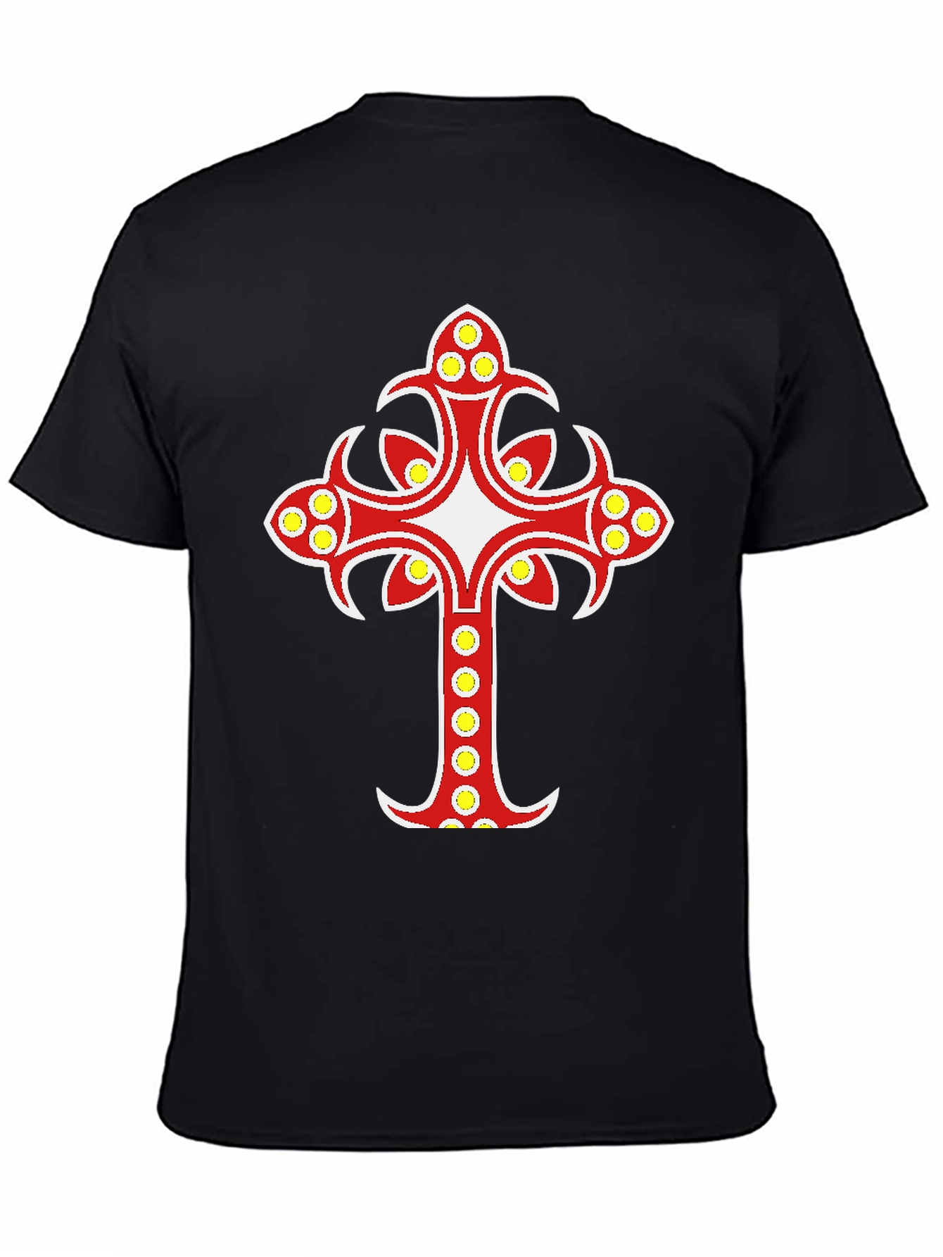 Decorative Cross Graphic Black T-Shirt