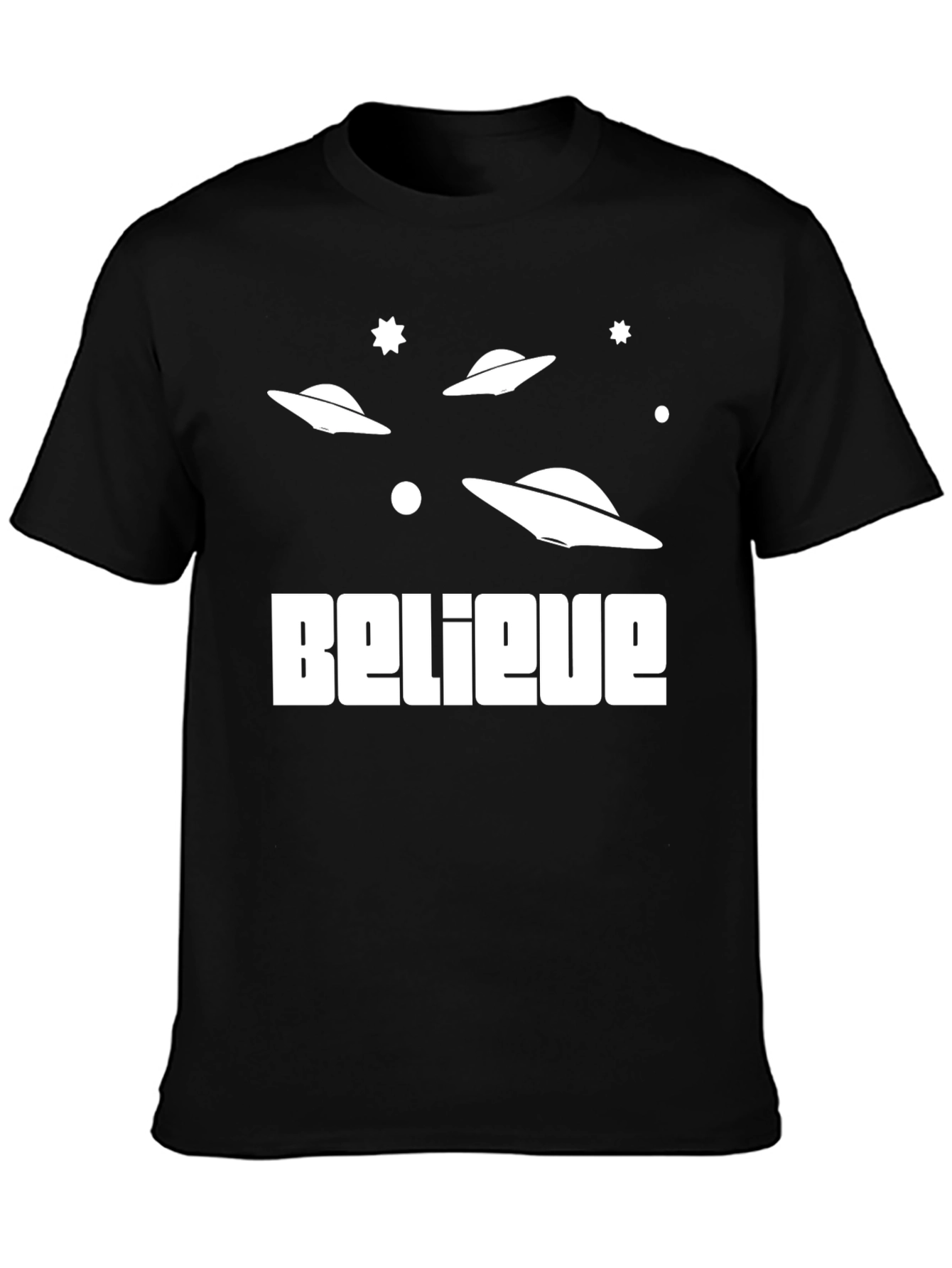 Believe Alien UFO Graphic Tee - Black