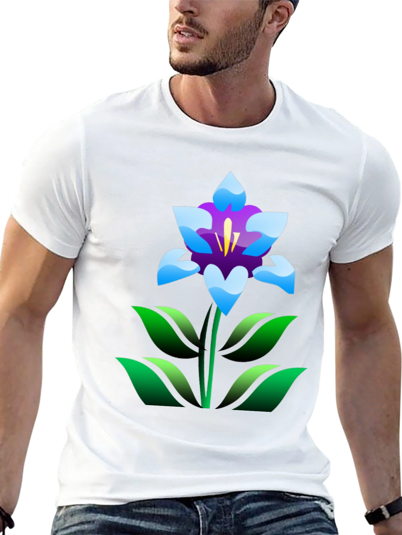 Floral T-Shirt - Black with Graphic Flower Print