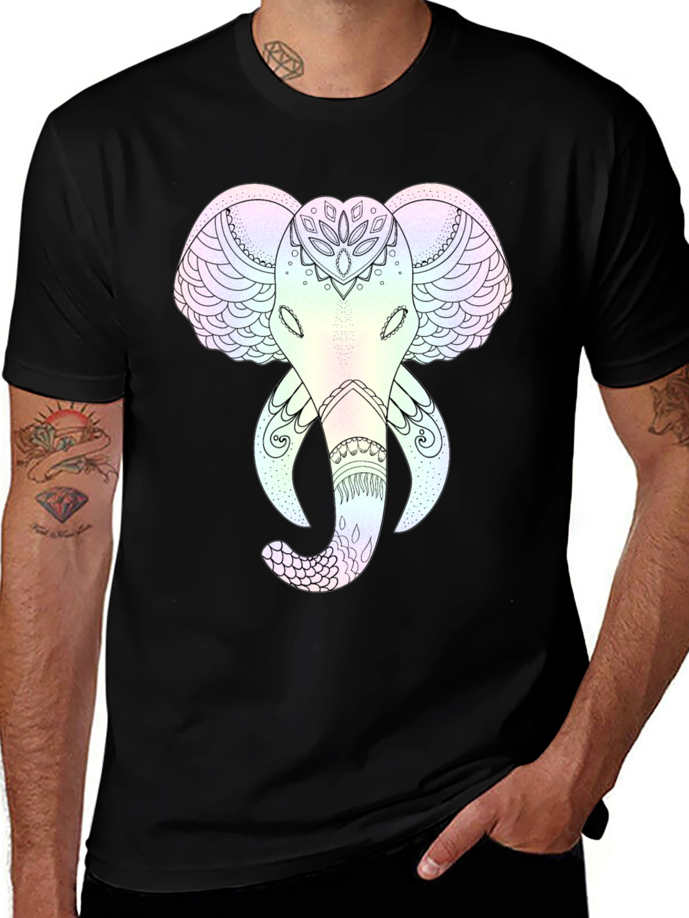 Elephant Mandala Graphic Tee - Stylish and Unique