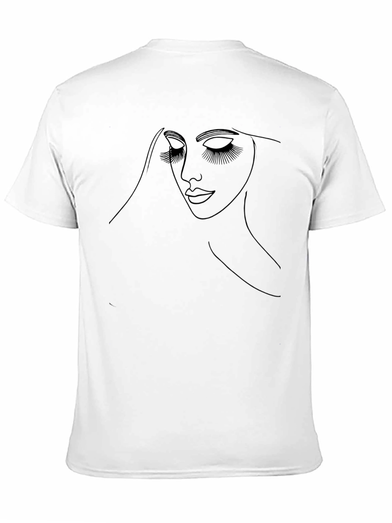 Minimalist Woman Face Line Art Black T-Shirt