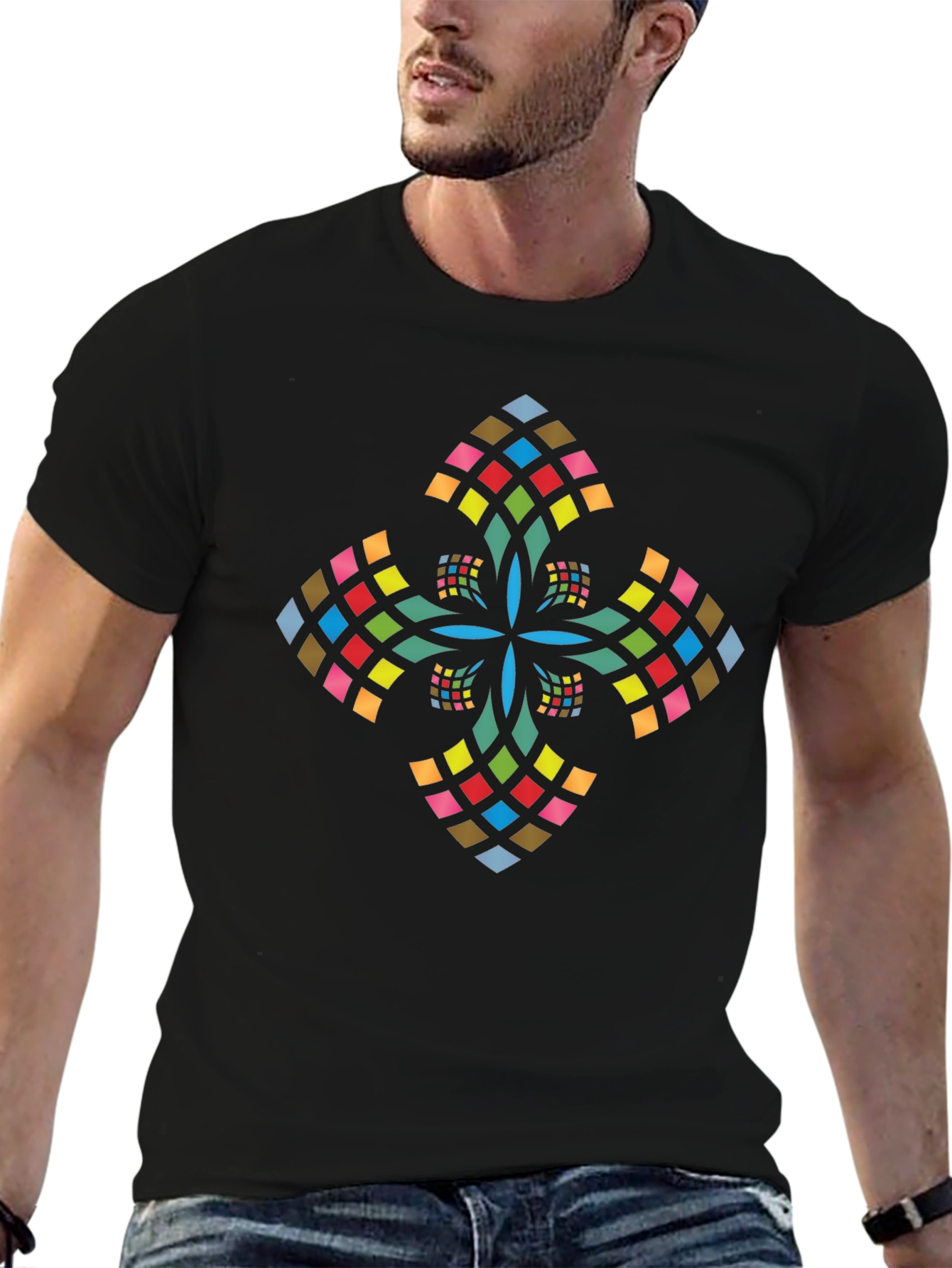 Modern Geometric Cross Graphic Tee