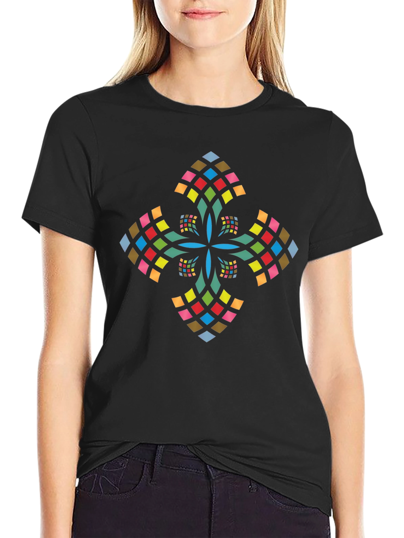 Modern Geometric Cross Graphic Tee