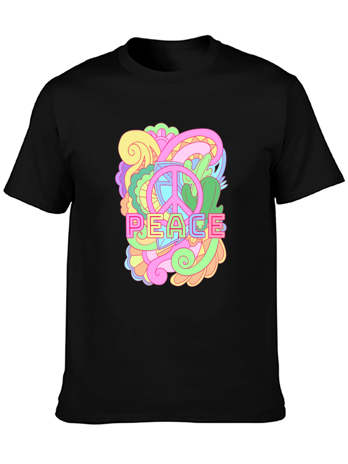 Peace Sign Graphic Tee - Retro Style Black T-Shirt