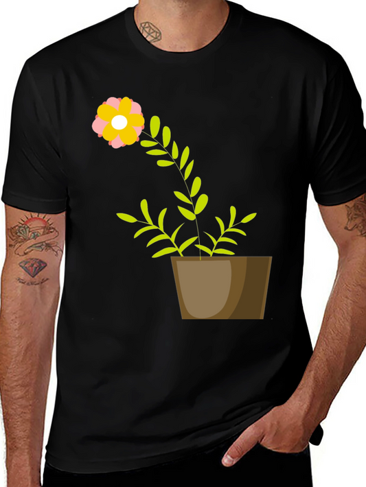 Flower Pot Graphic Tee - Unique Plant Design