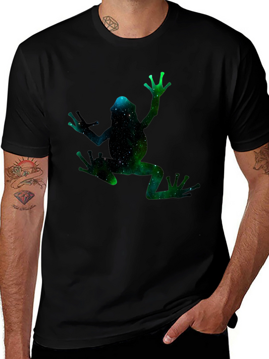 Galaxy Frog Graphic Black T-Shirt
