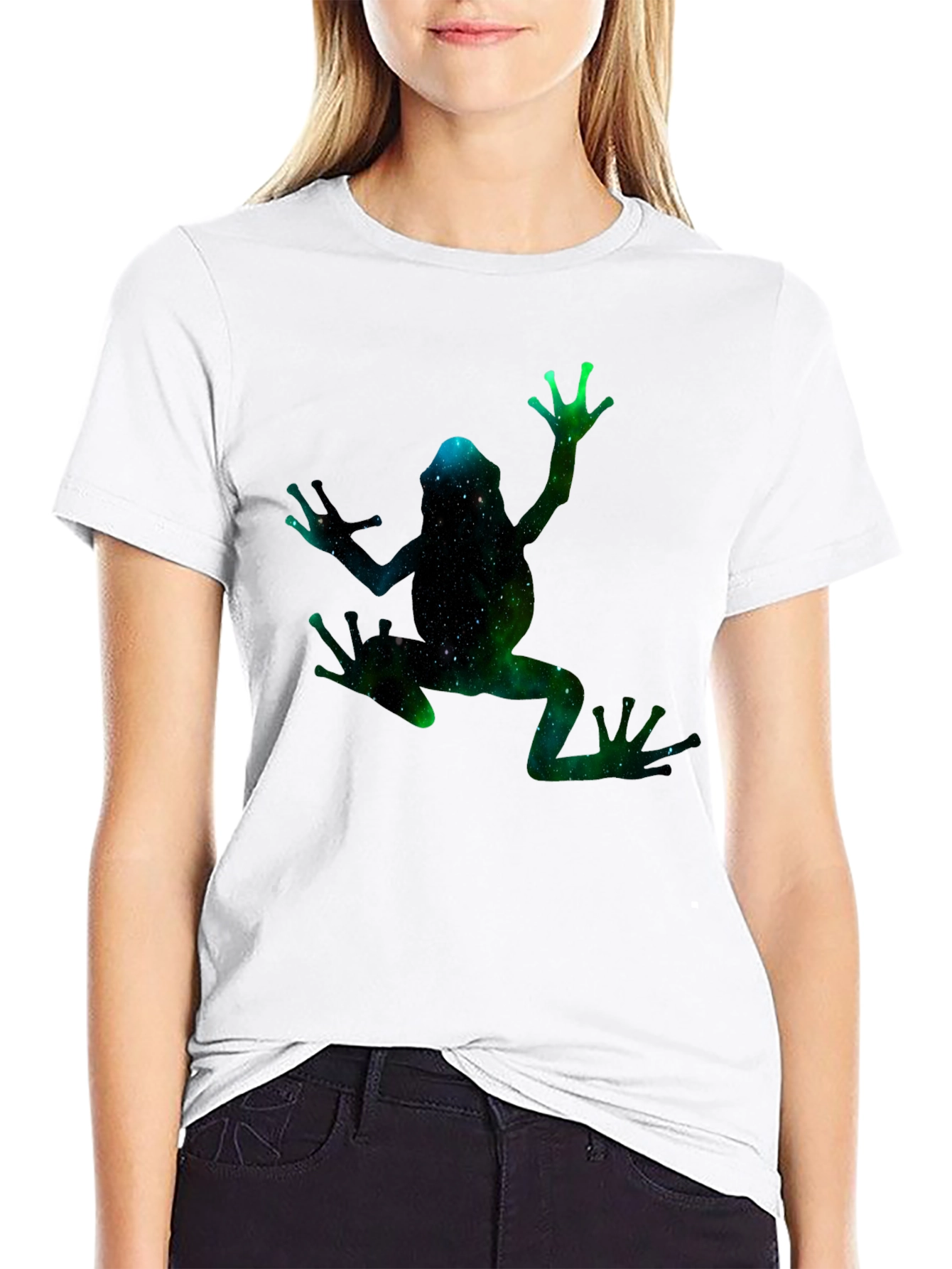 Galaxy Frog Graphic Black T-Shirt