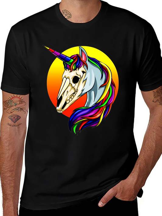 Unicorn Skull Graphic Tee - Mens Black T-Shirt