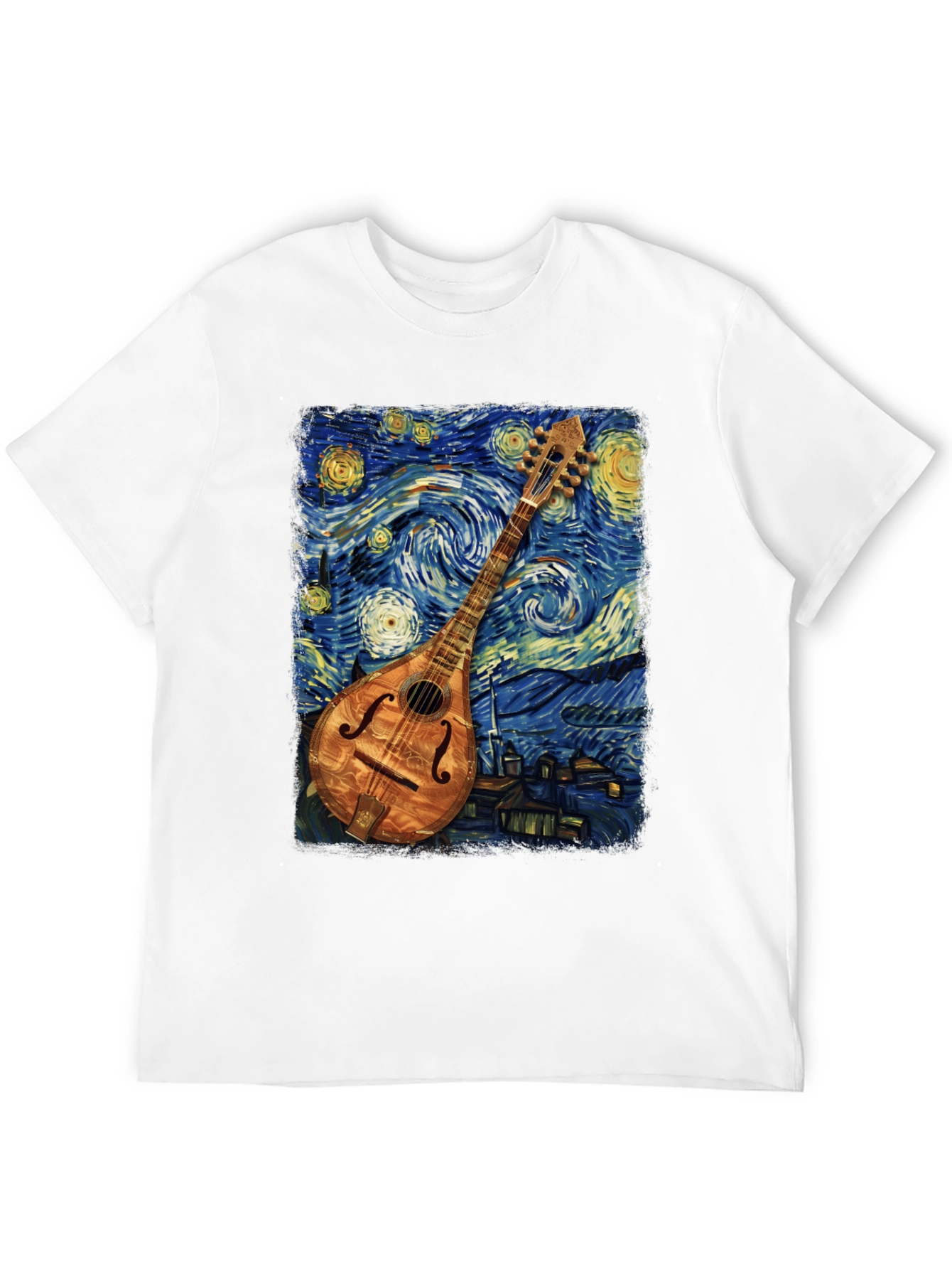 Starry Night Mandolin T-Shirt - Unique Art Tee