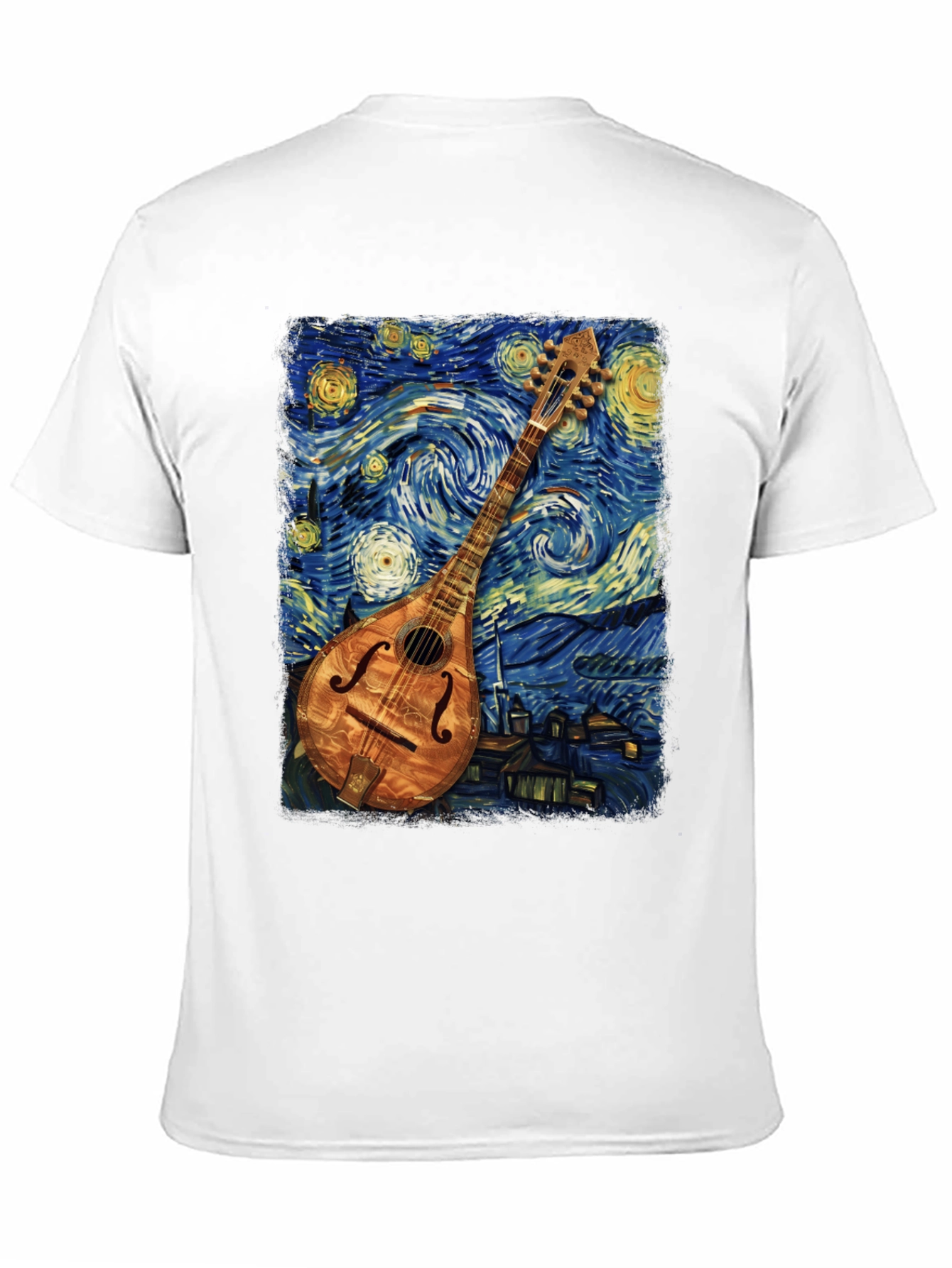 Starry Night Mandolin T-Shirt - Unique Art Tee