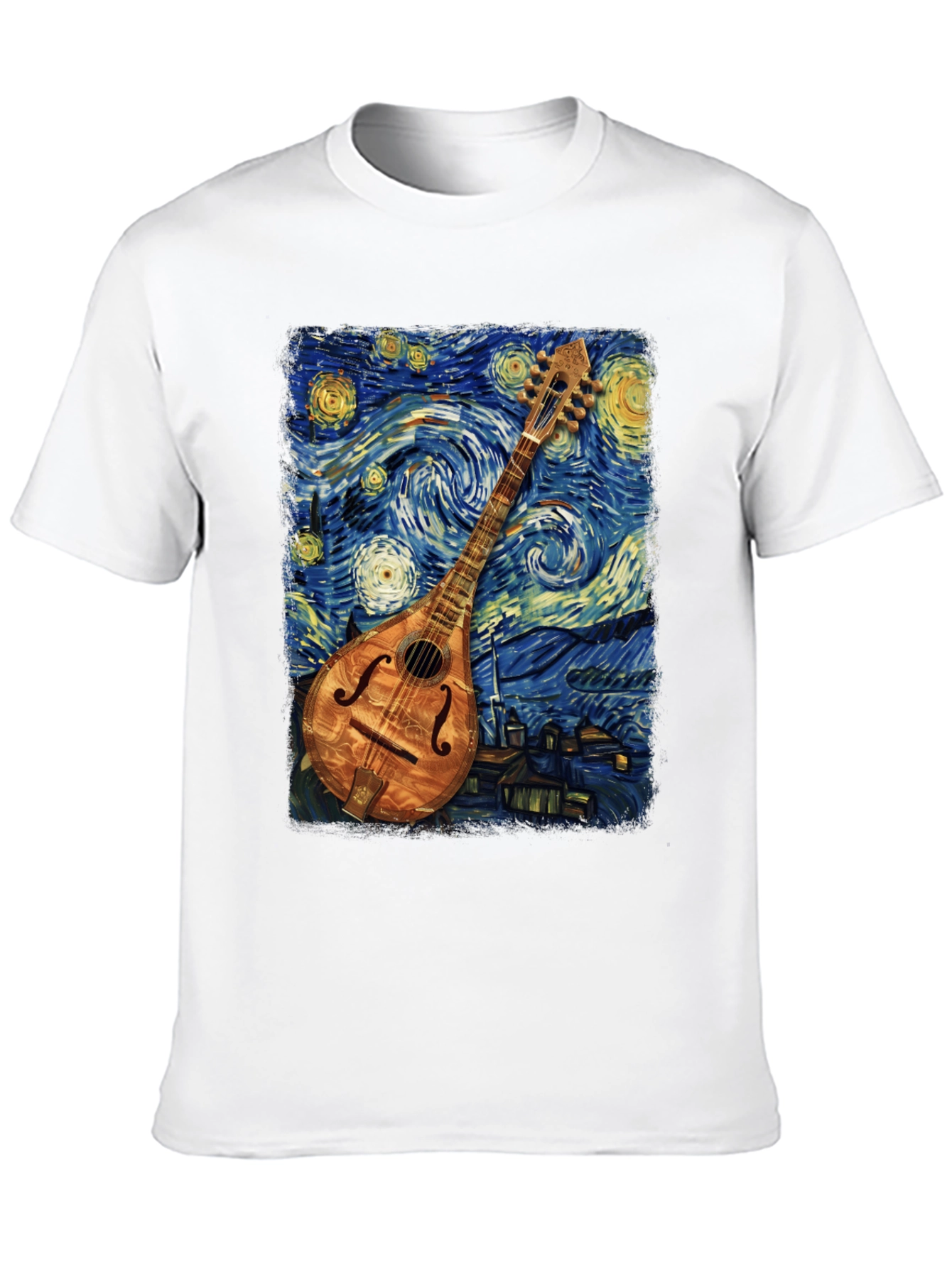 Starry Night Mandolin T-Shirt - Unique Art Tee