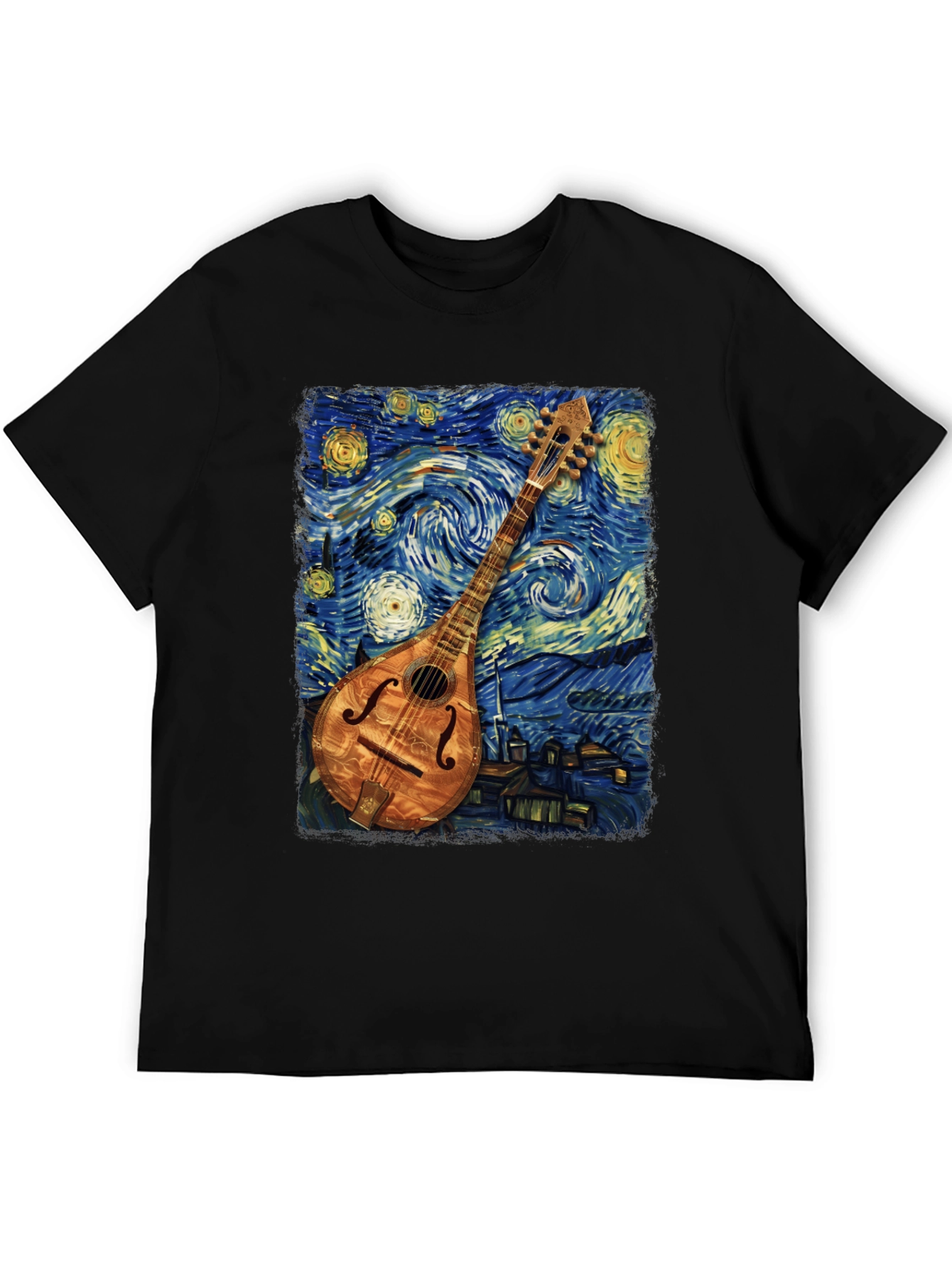 Starry Night Mandolin T-Shirt - Unique Art Tee