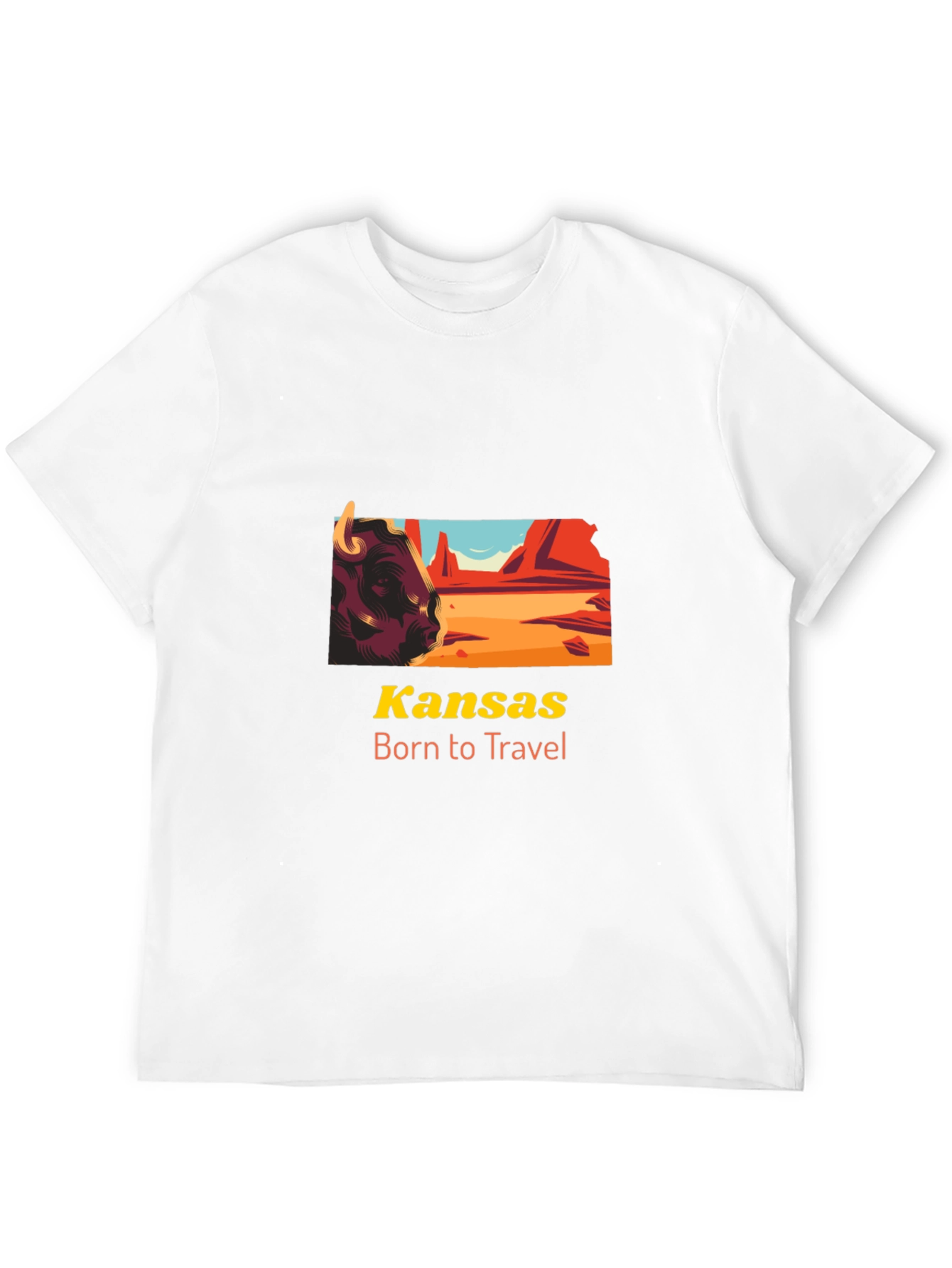Kansas Born to Travel Graphic Tee - Black