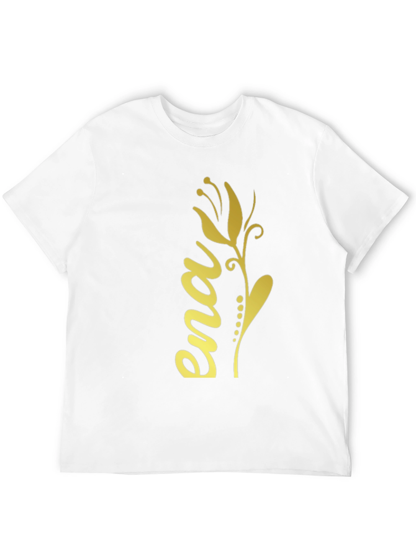 Elegant Black T-Shirt with Gold Floral Ena Design
