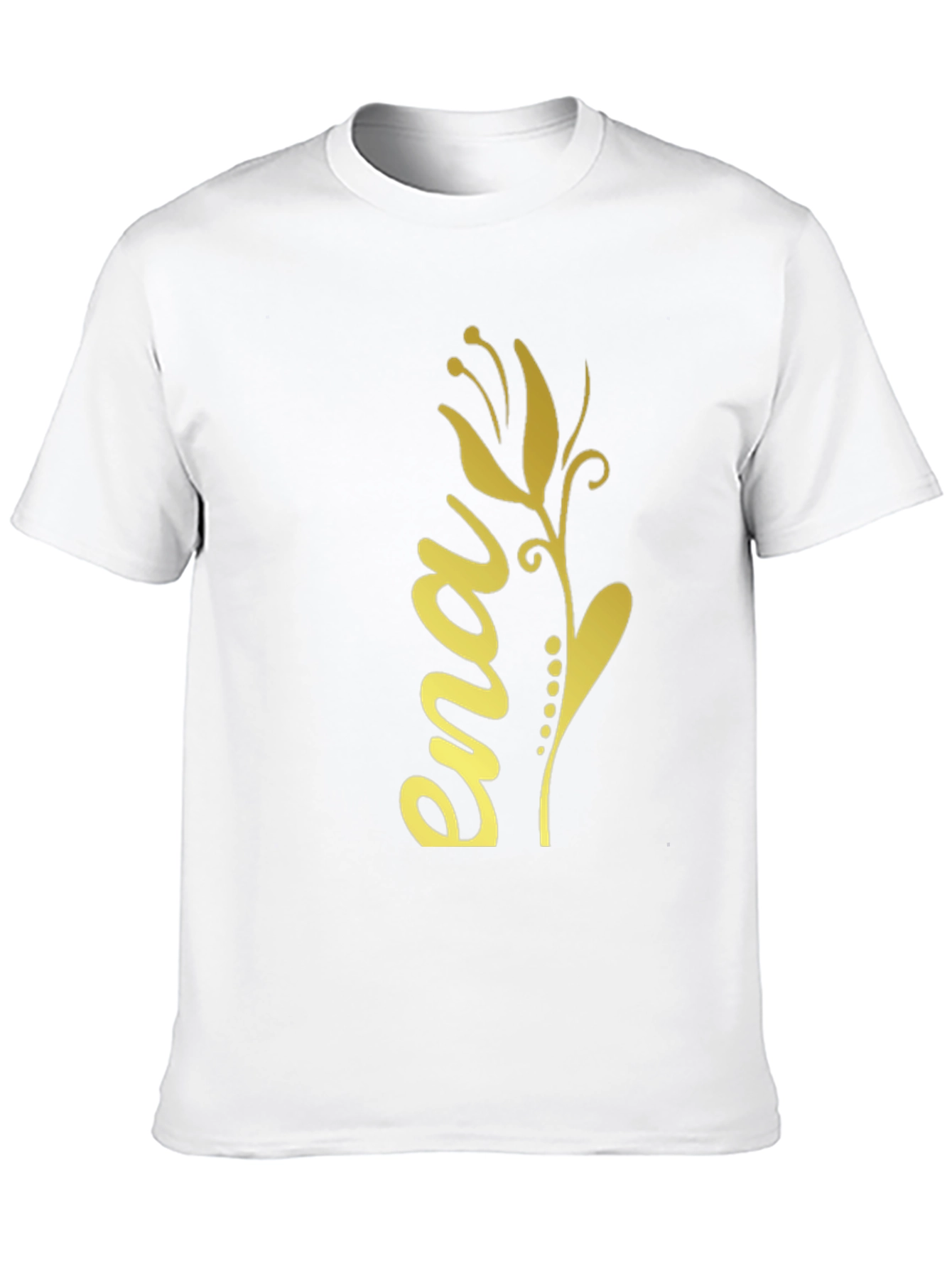 Elegant Black T-Shirt with Gold Floral Ena Design