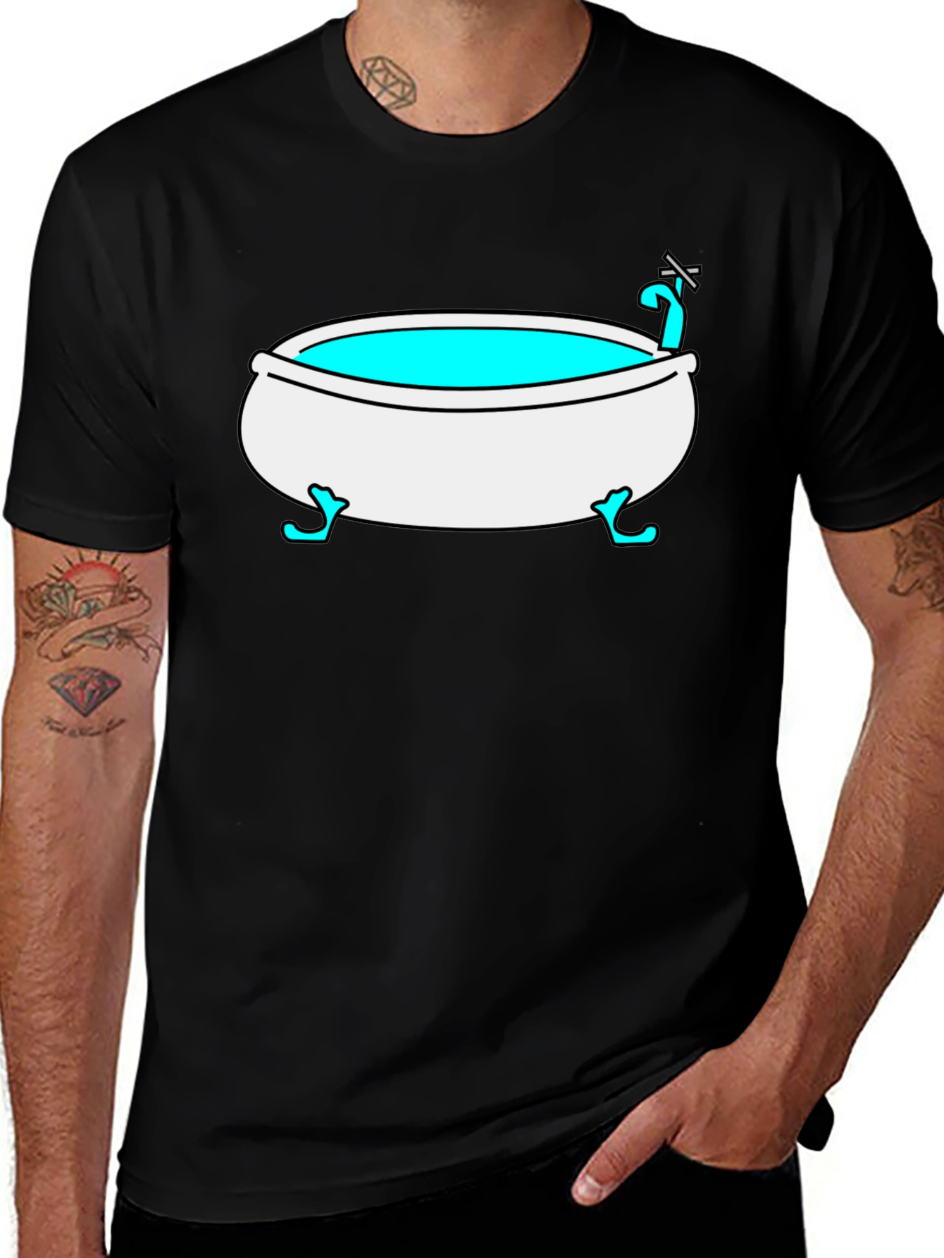 Cartoon Bathtub Graphic Tee - Quirky Style