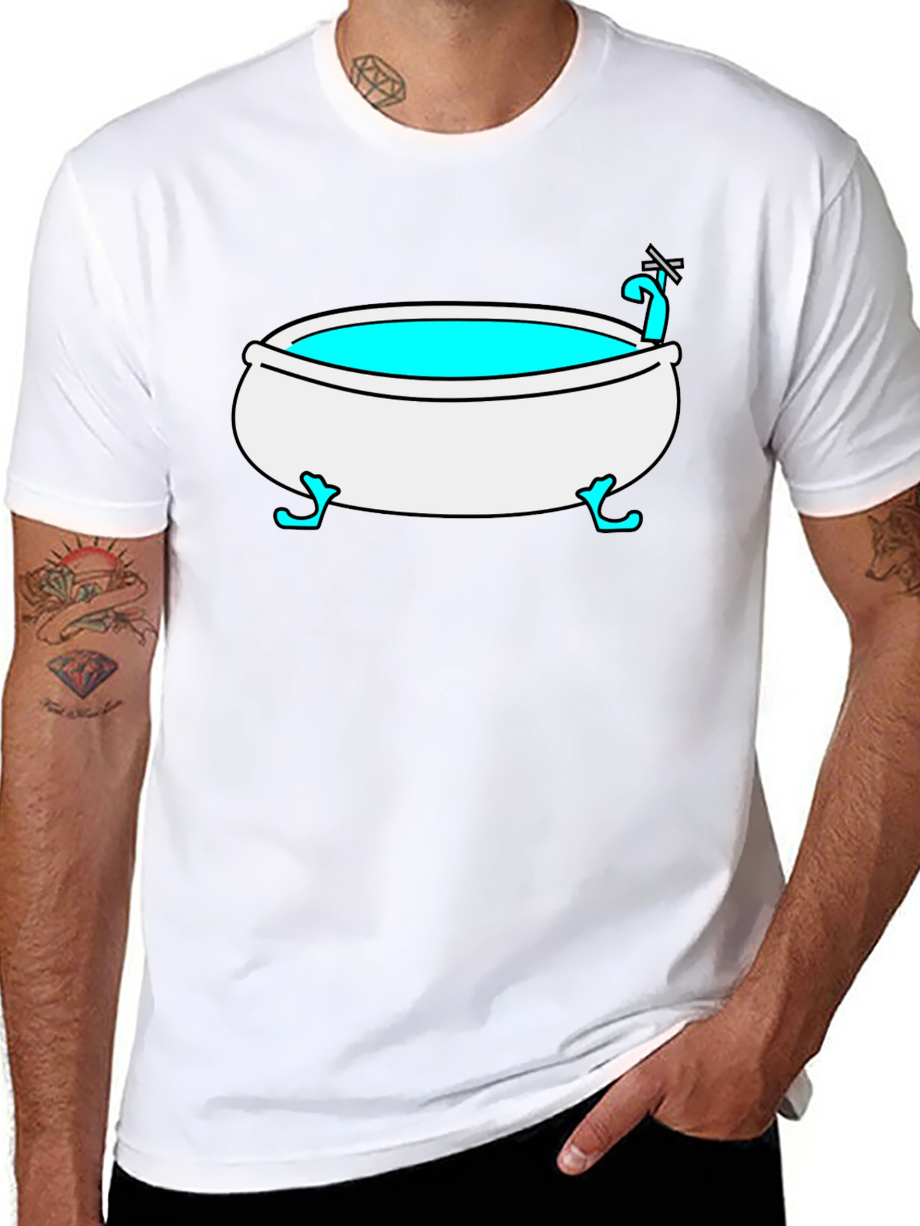 Cartoon Bathtub Graphic Tee - Quirky Style