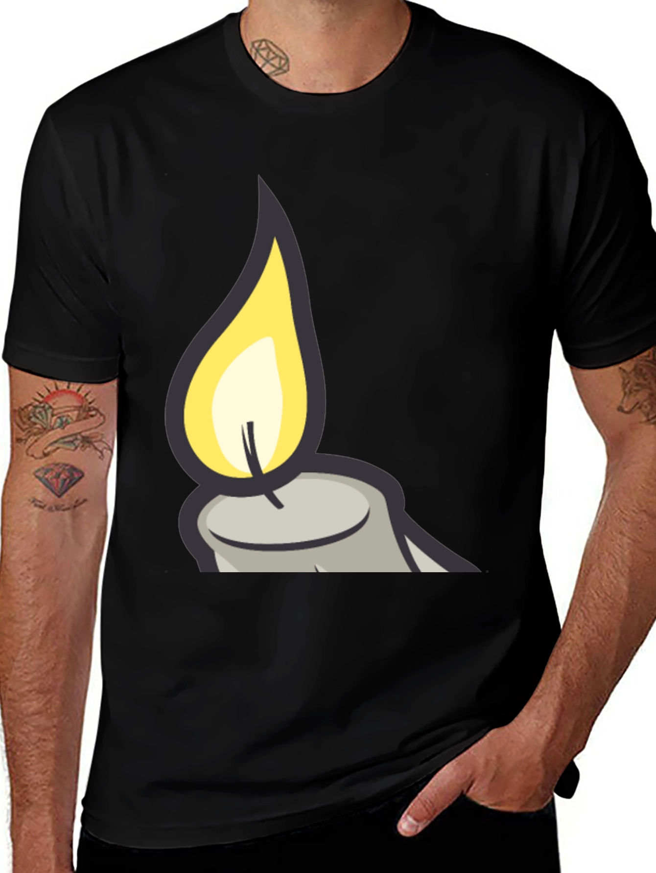Candle Flame Graphic Black T-Shirt