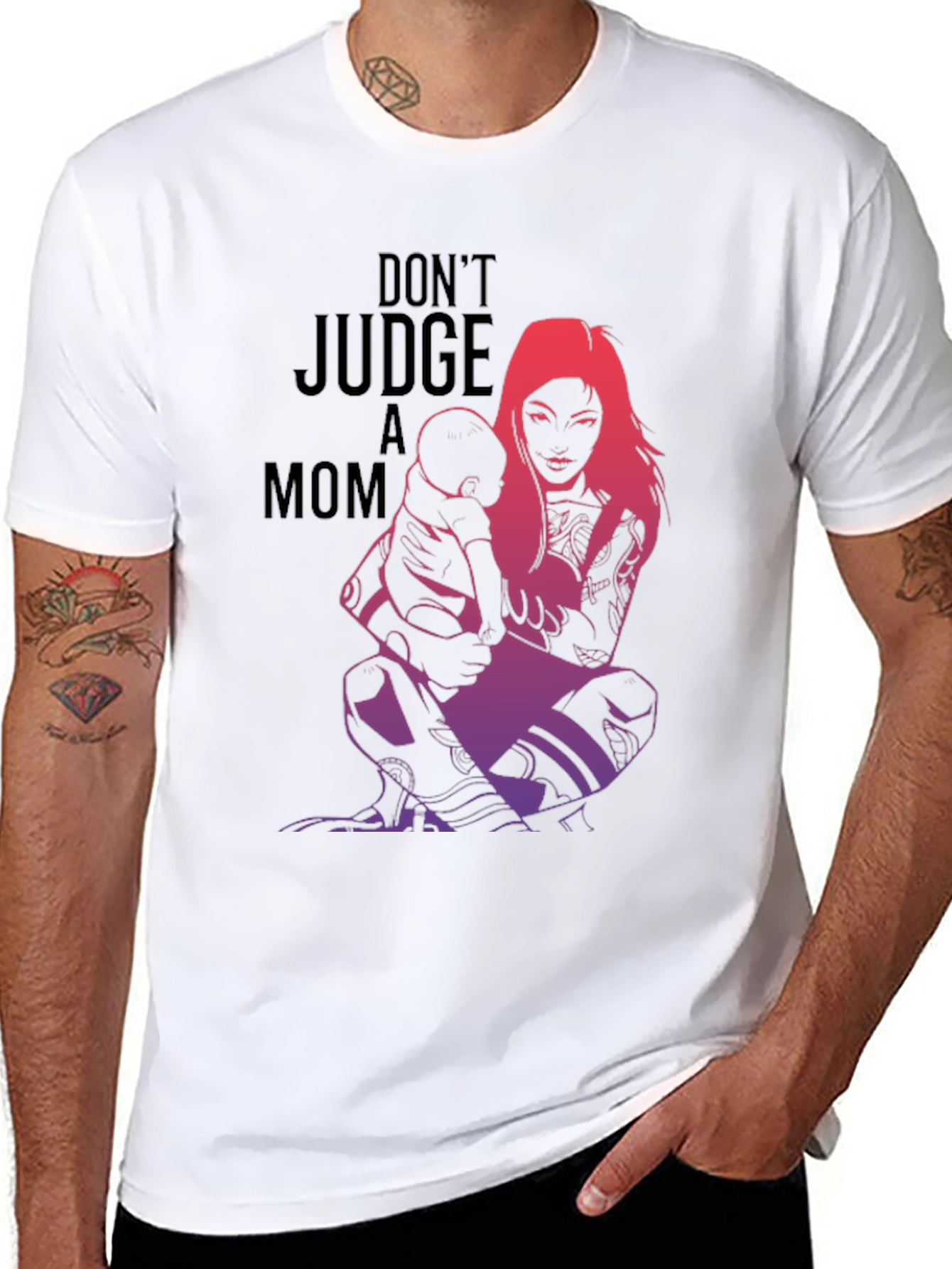Tattooed Mom Graphic Tee - Dont Judge