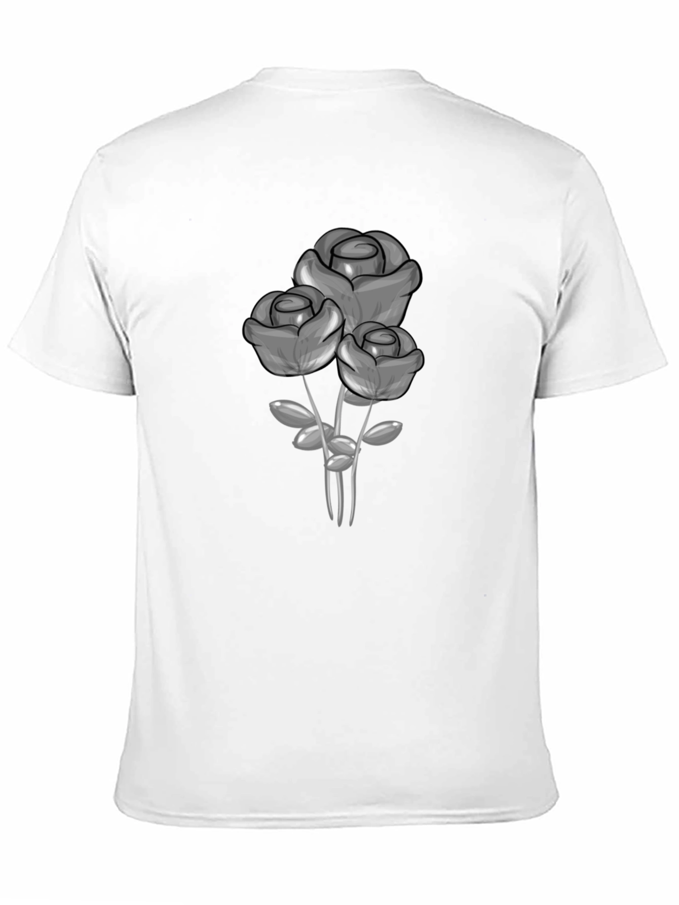 Black T-Shirt with Grey Rose Graphic