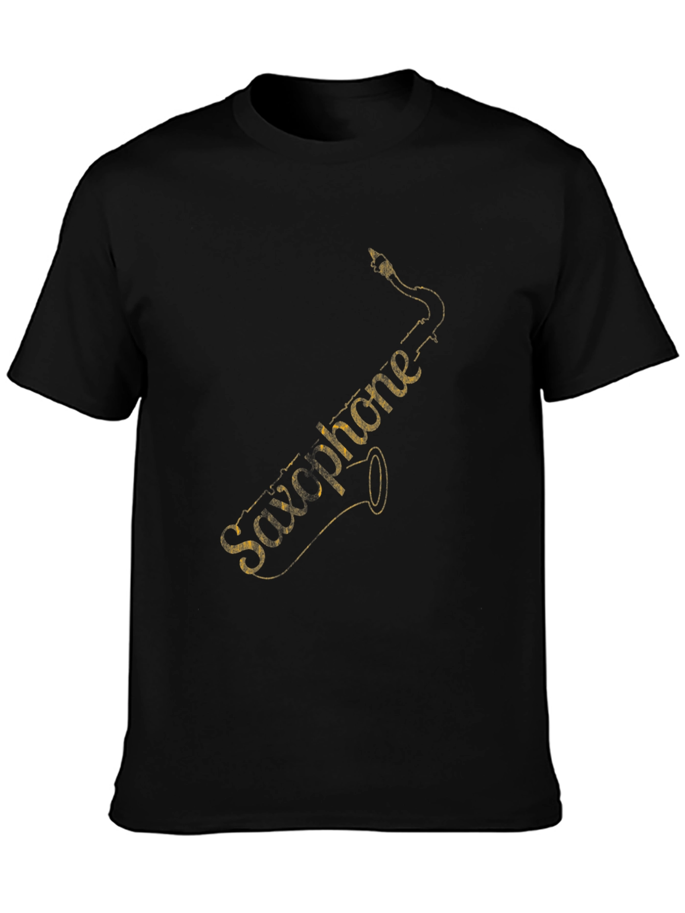 Saxophone Graphic Tee - Black Cotton T-Shirt