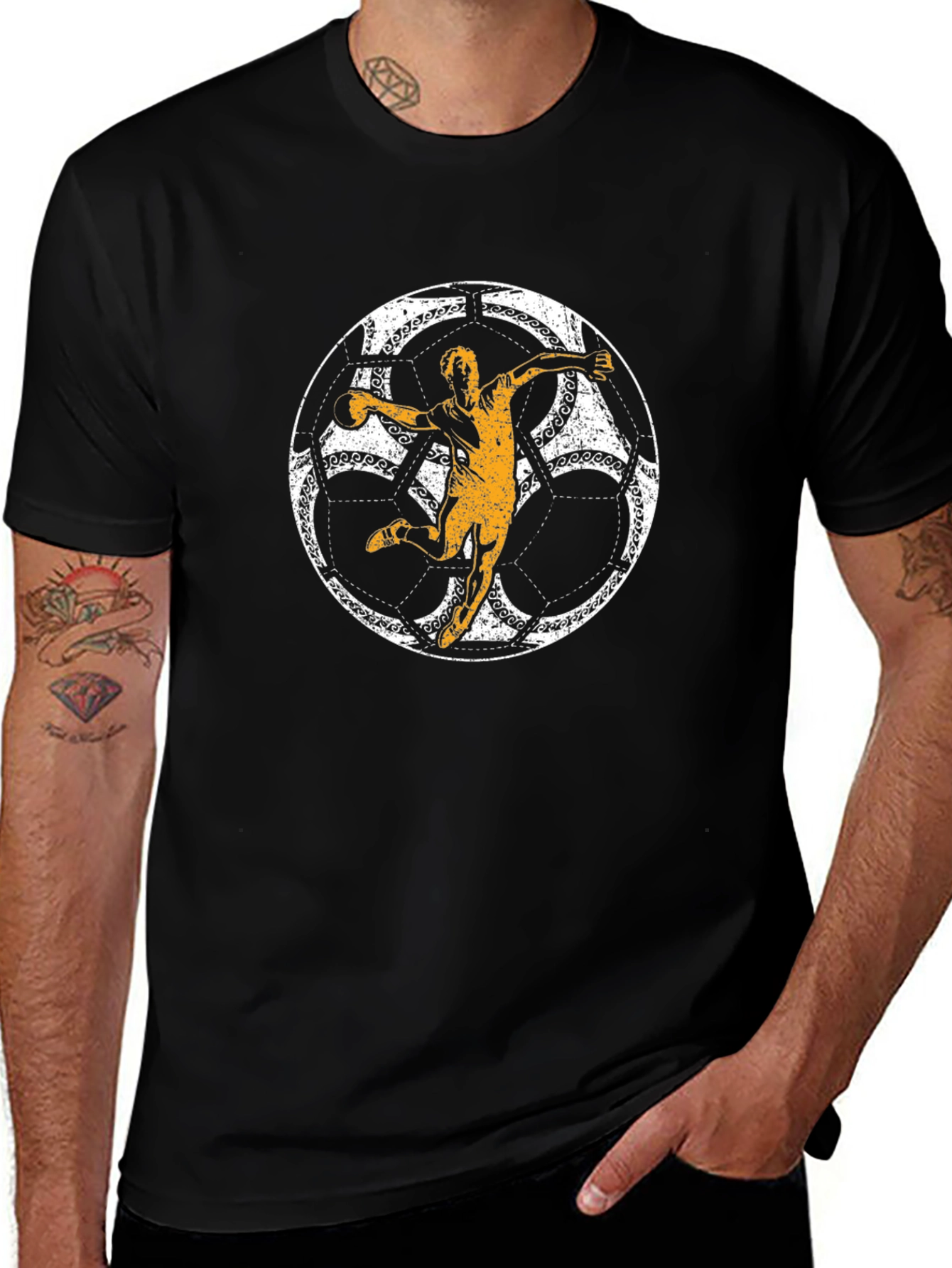 Handball Player Graphic T-Shirt - Black