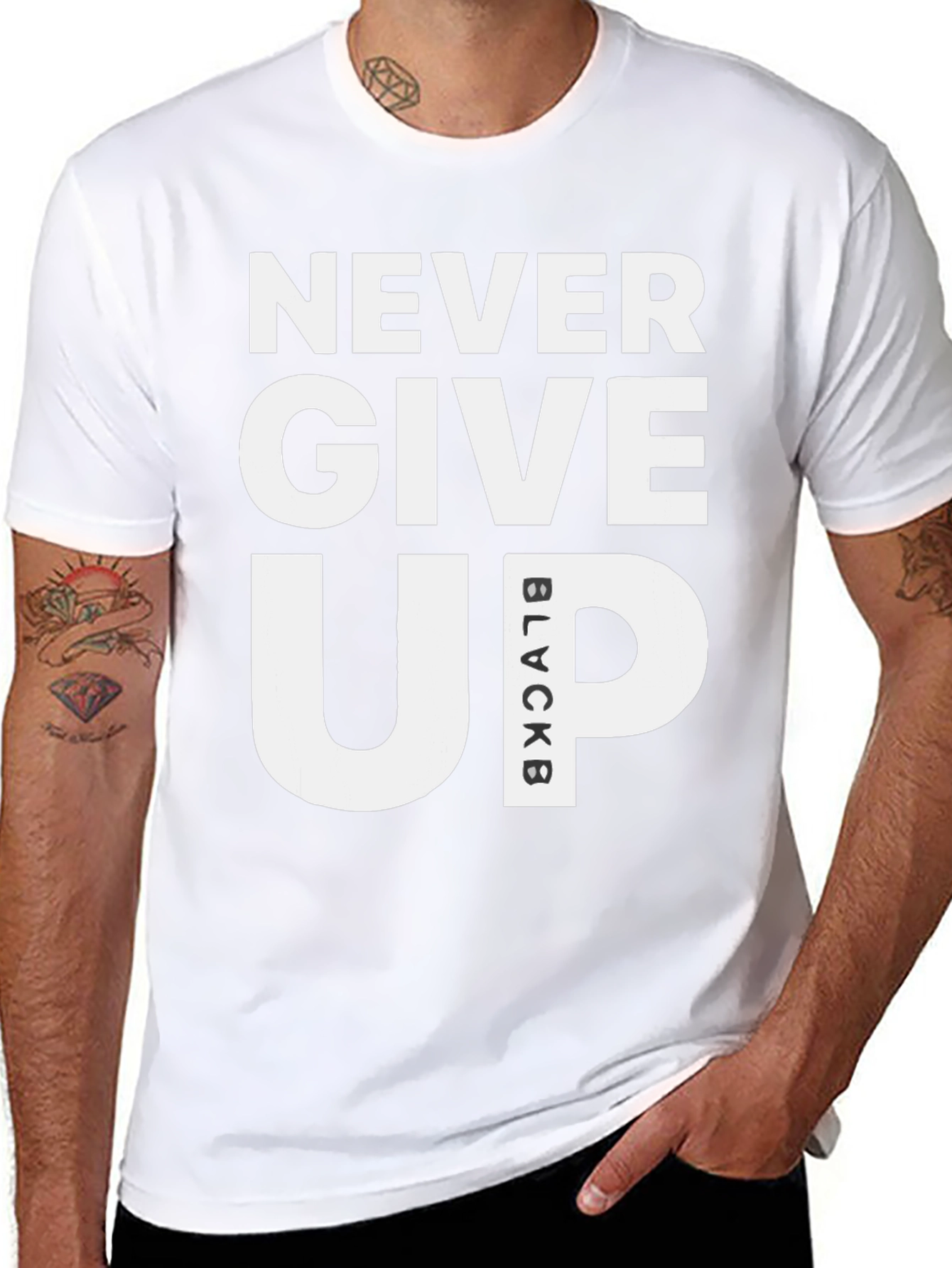 Never Give Up Black T-Shirt Motivational Graphic Tee