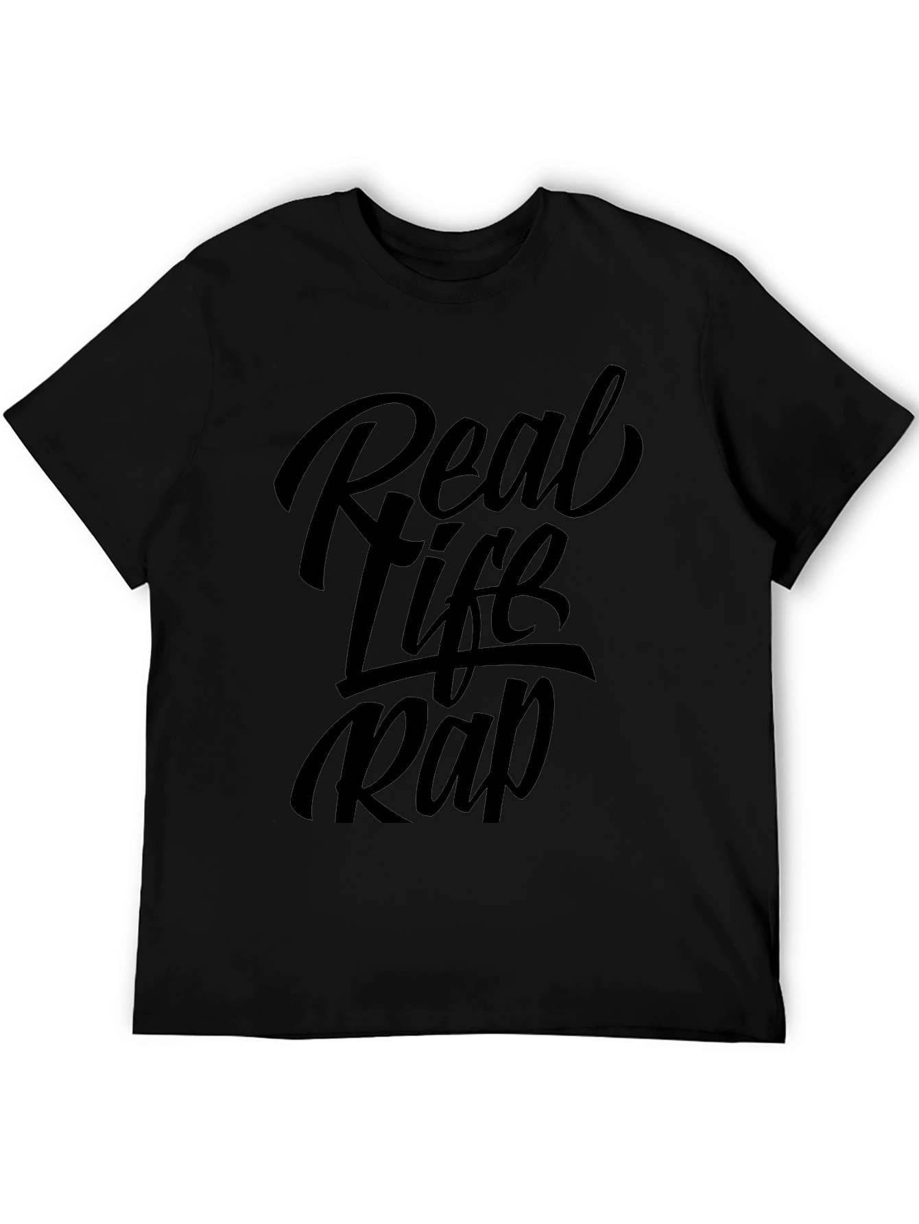 Real Life Rap Black Graphic Tee Shirt