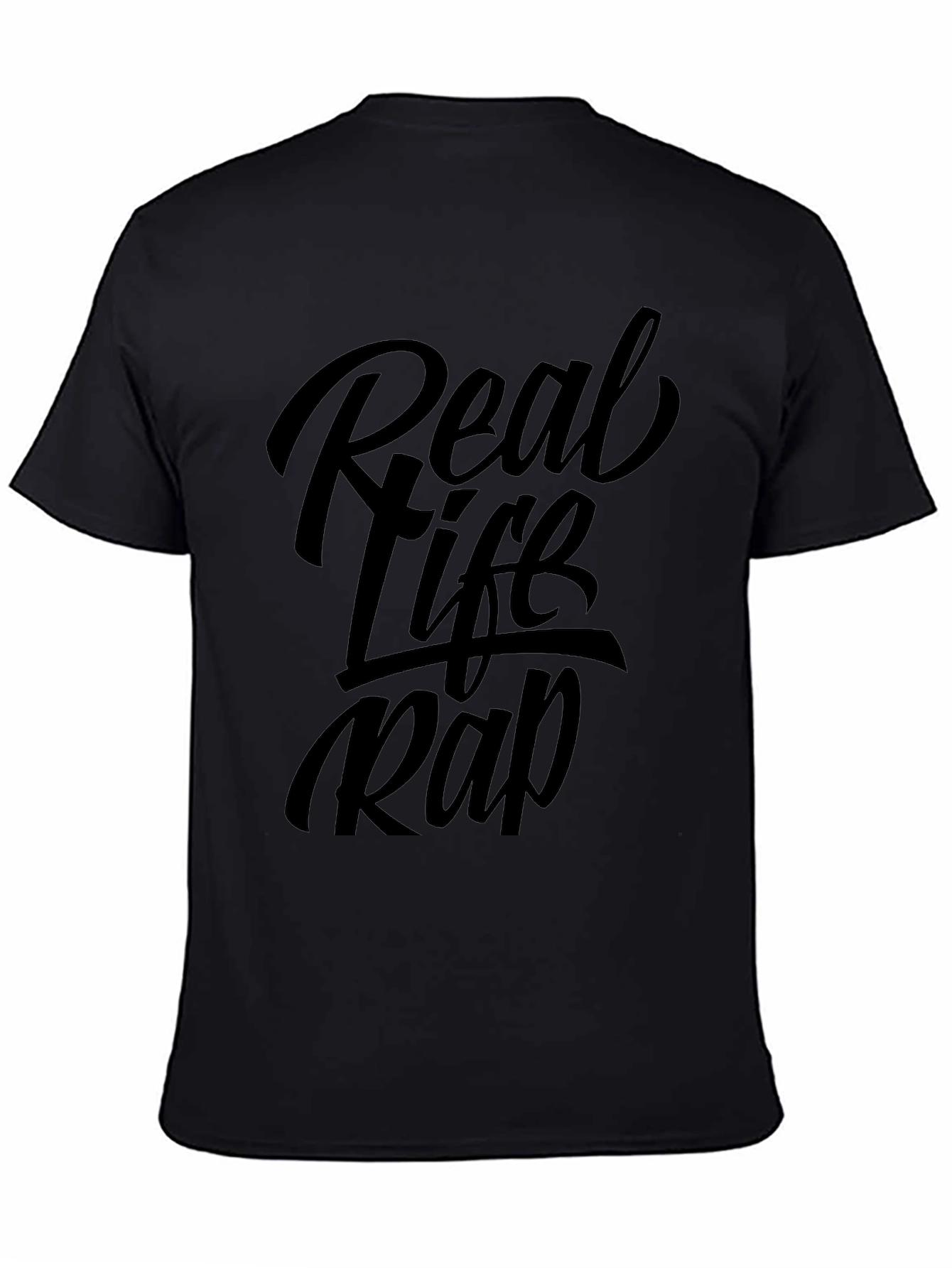 Real Life Rap Black Graphic Tee Shirt
