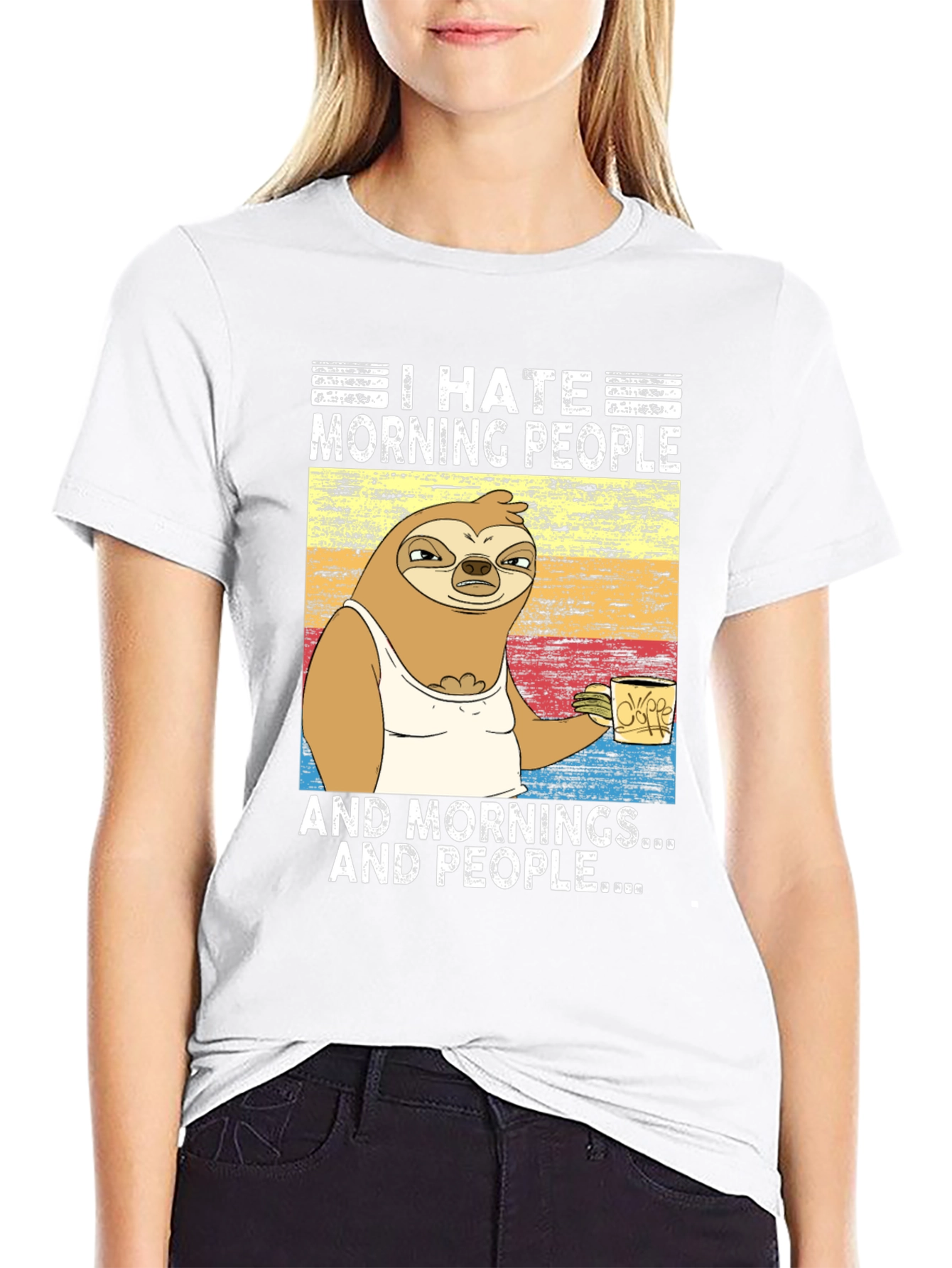 I Hate Morning People Sloth Graphic Tee