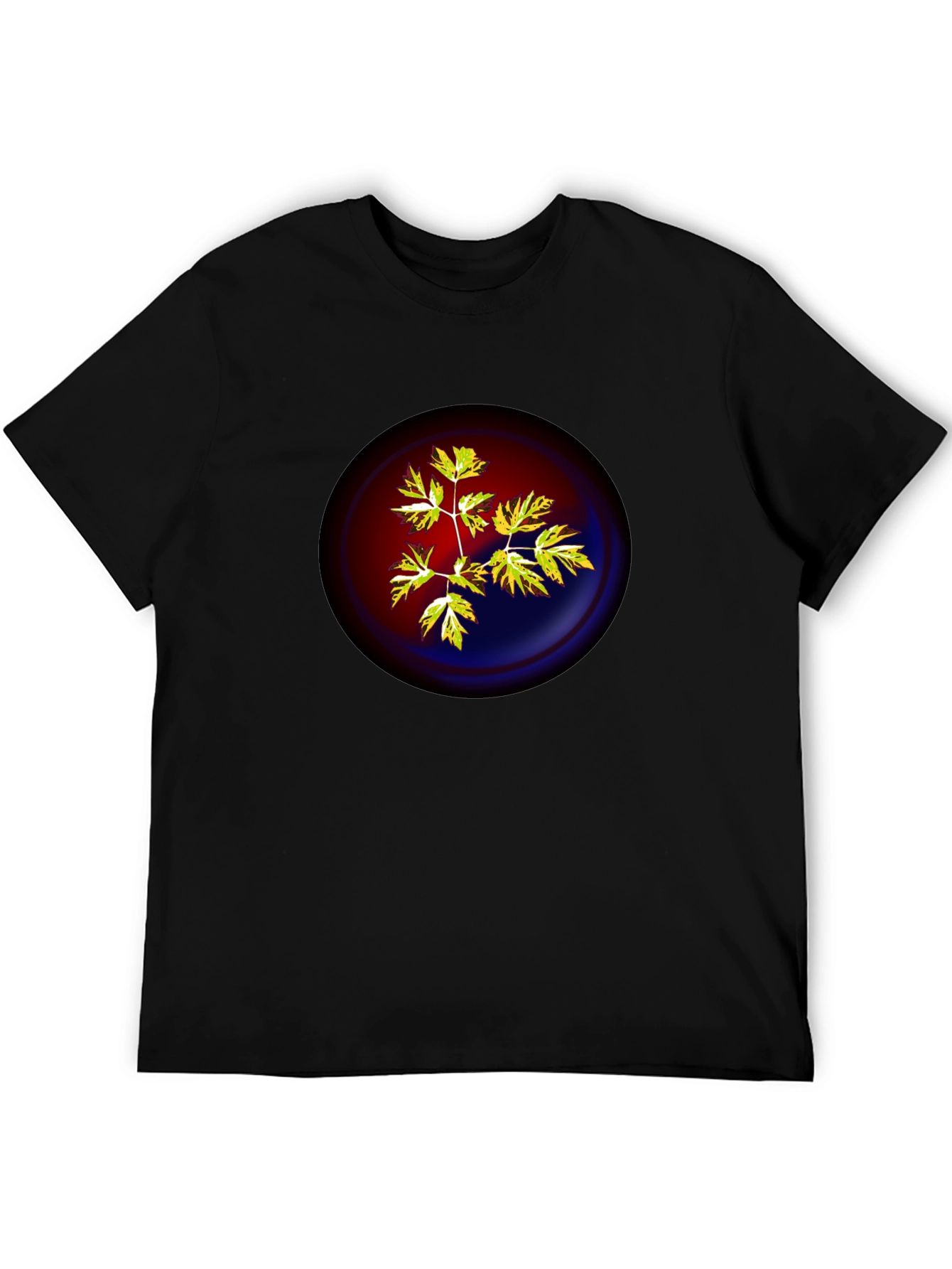 Botanical Yin Yang Graphic T-Shirt - Black