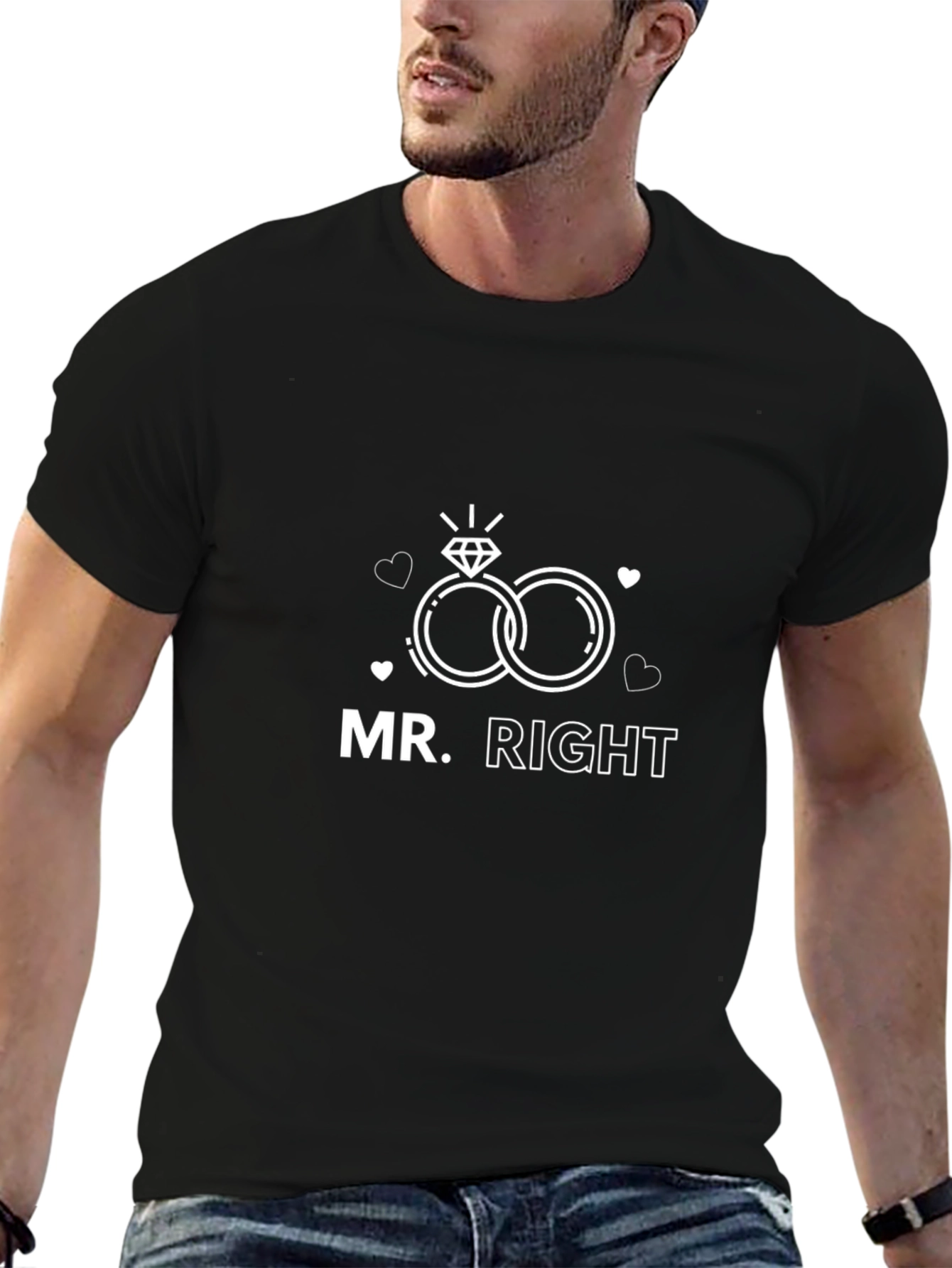 Mr. Right Matching Couple T-Shirt - Black
