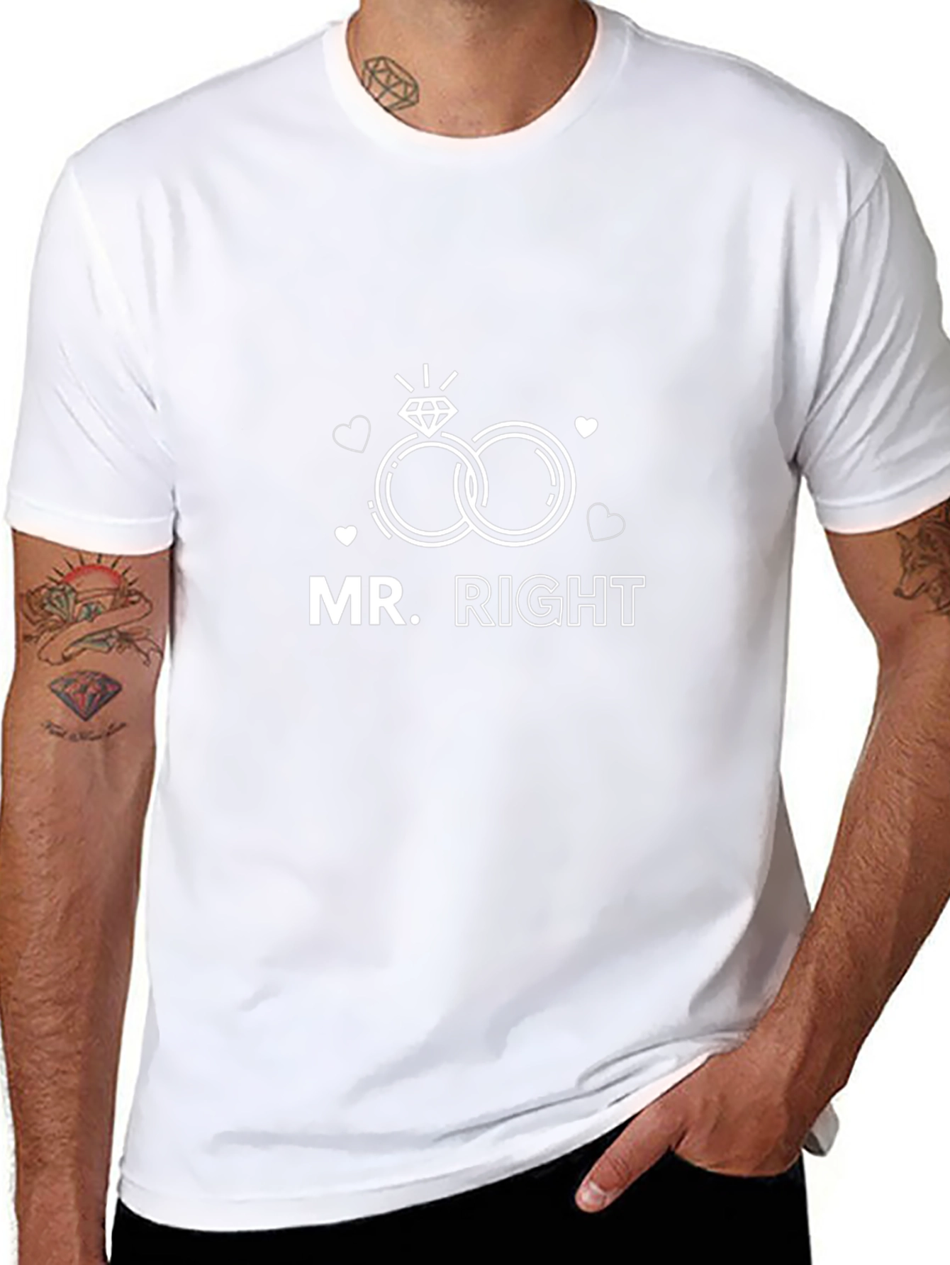Mr. Right Matching Couple T-Shirt - Black