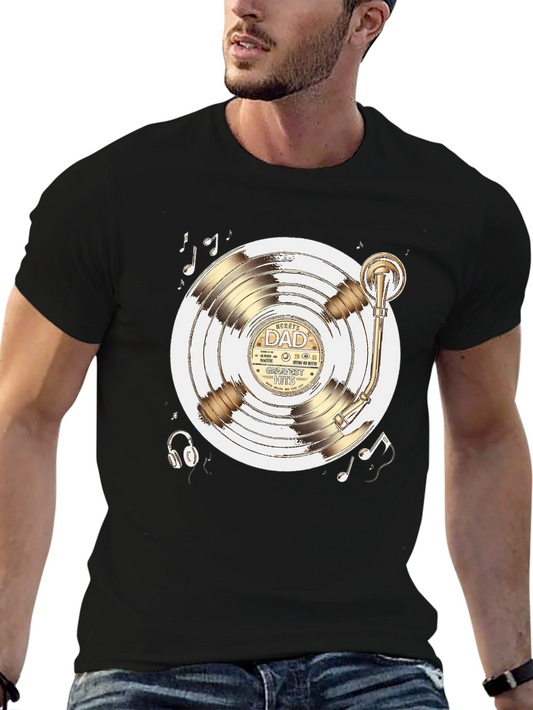 Dads Greatest Hits T-Shirt - Vinyl Record Design