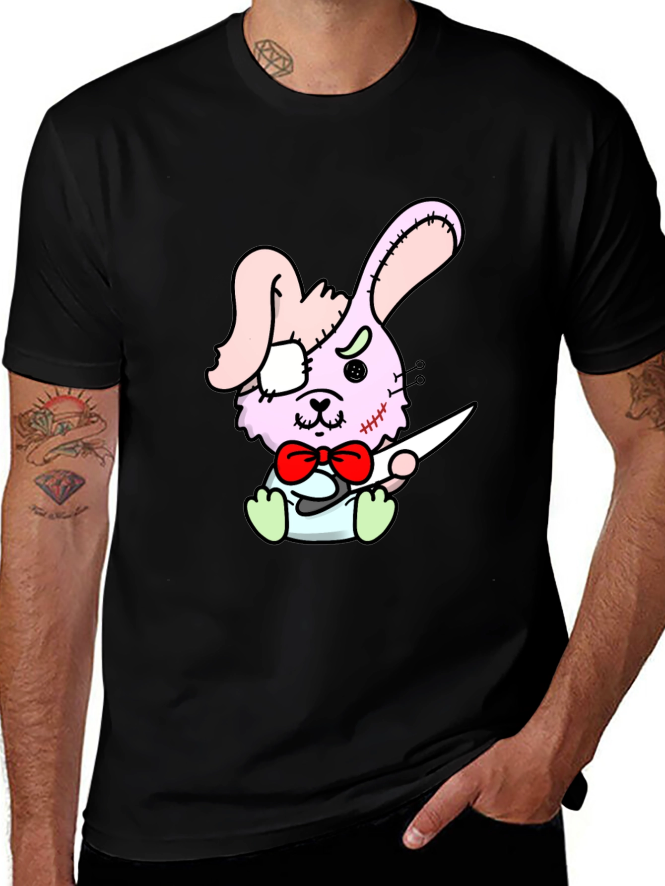 Zombie Bunny Graphic Tee - Black Casual Shirt